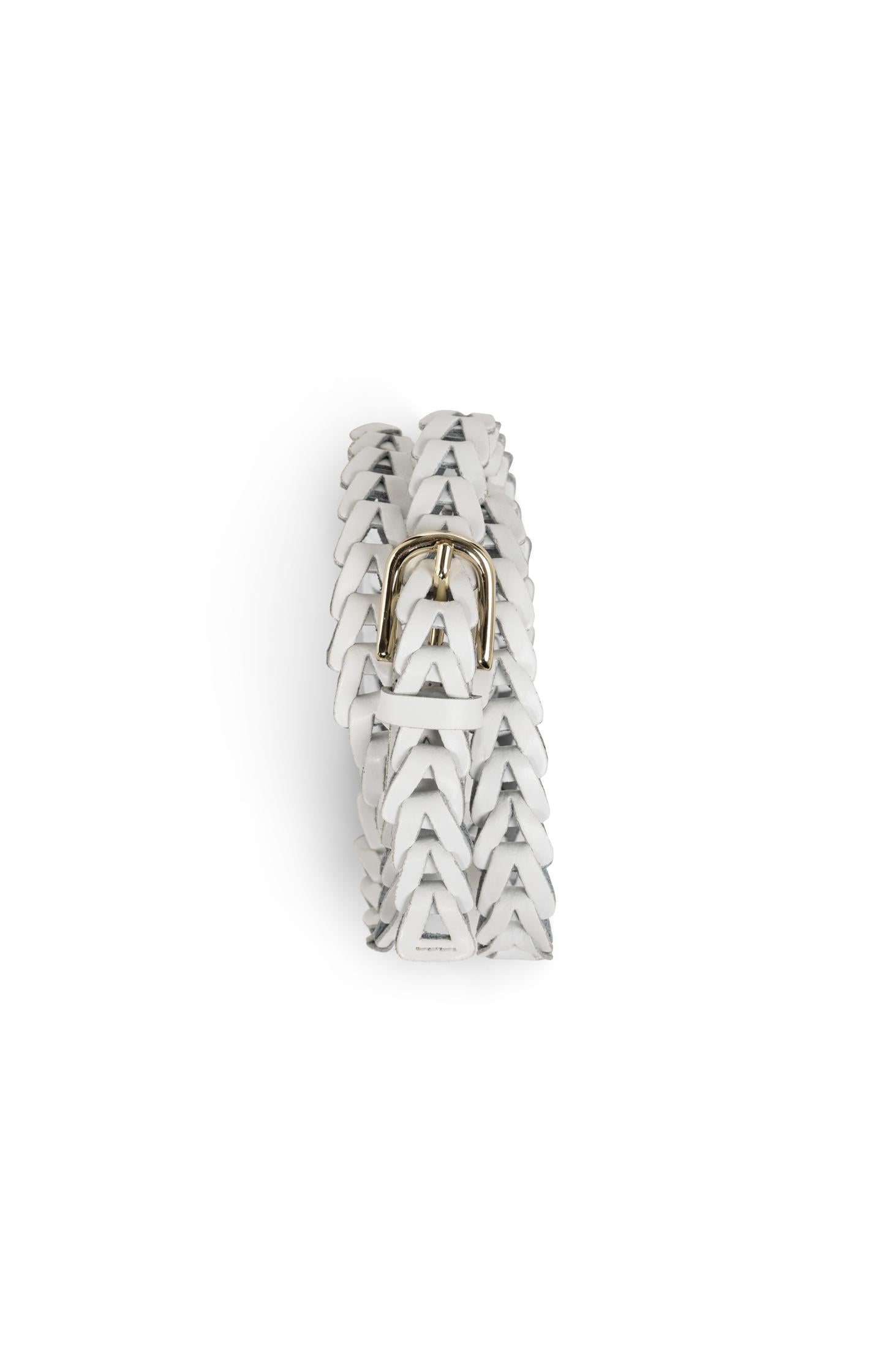 Braided leather belt with buckle