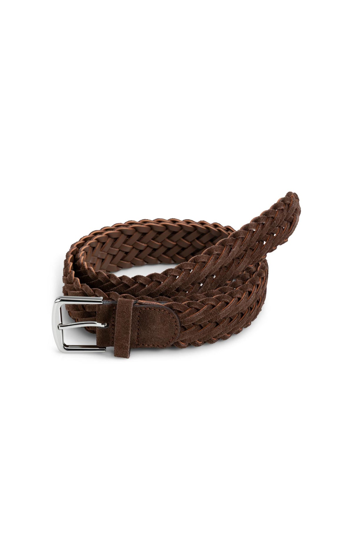 Braided suede belt with buckle - Cocoa Brown