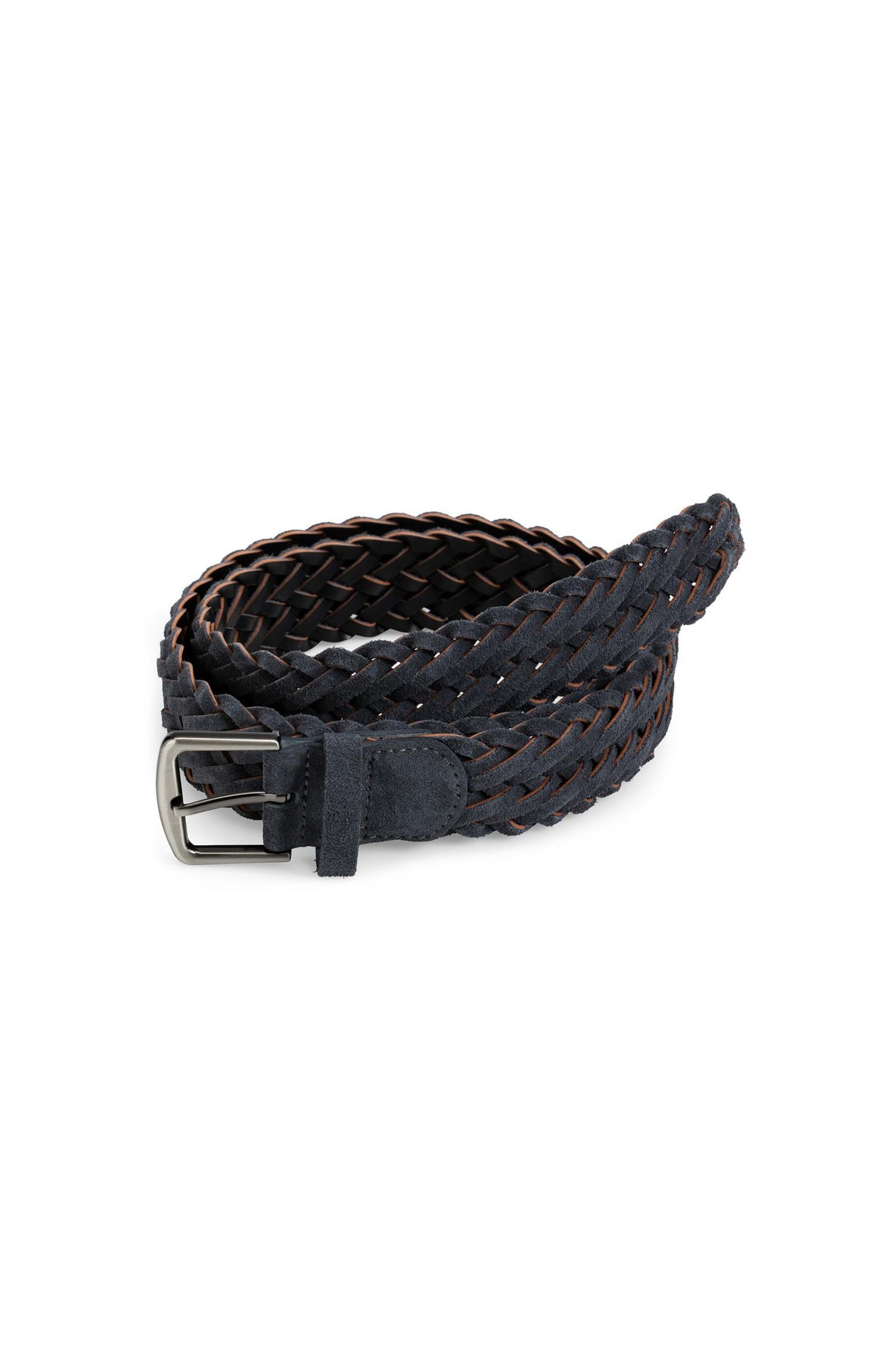 Braided suede belt with buckle - Cocoa Brown