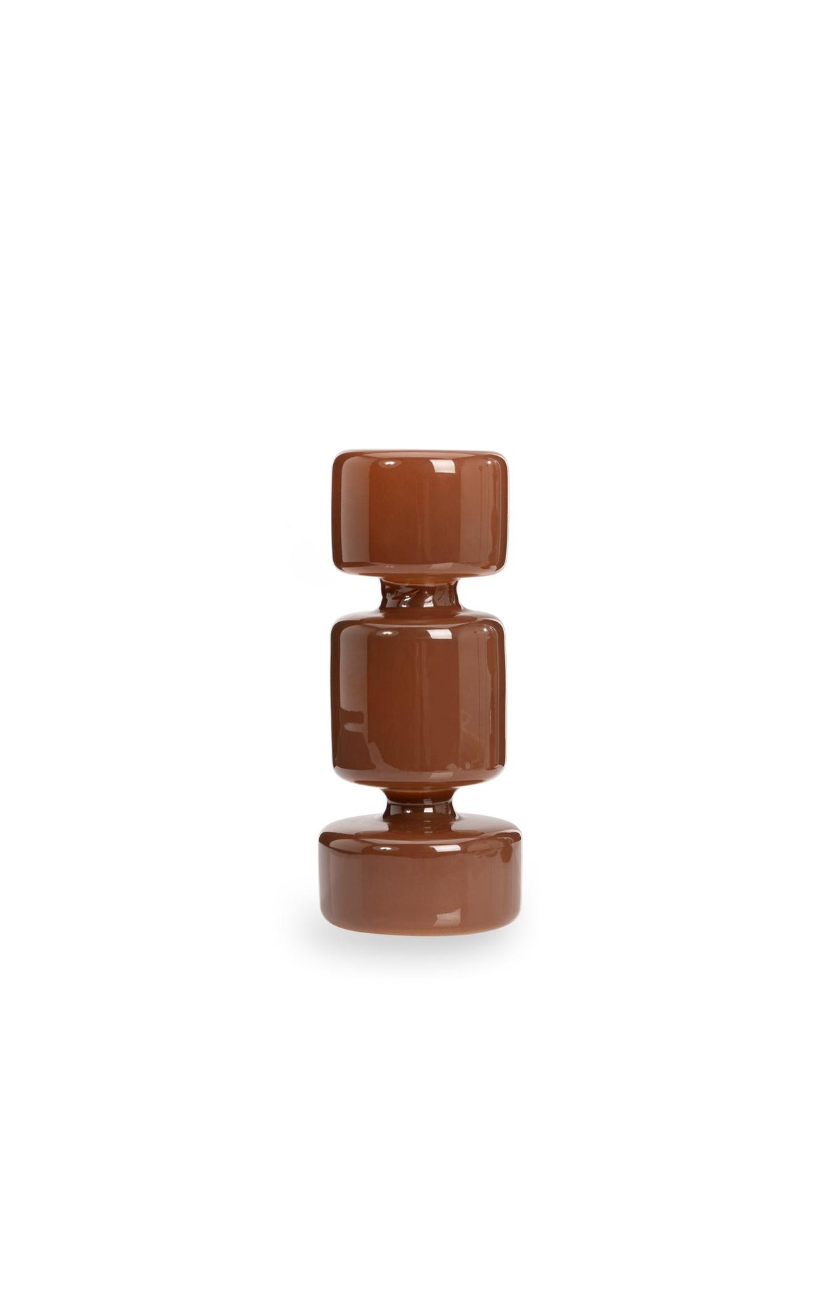 Brown glossy glass candle holder - Type: product