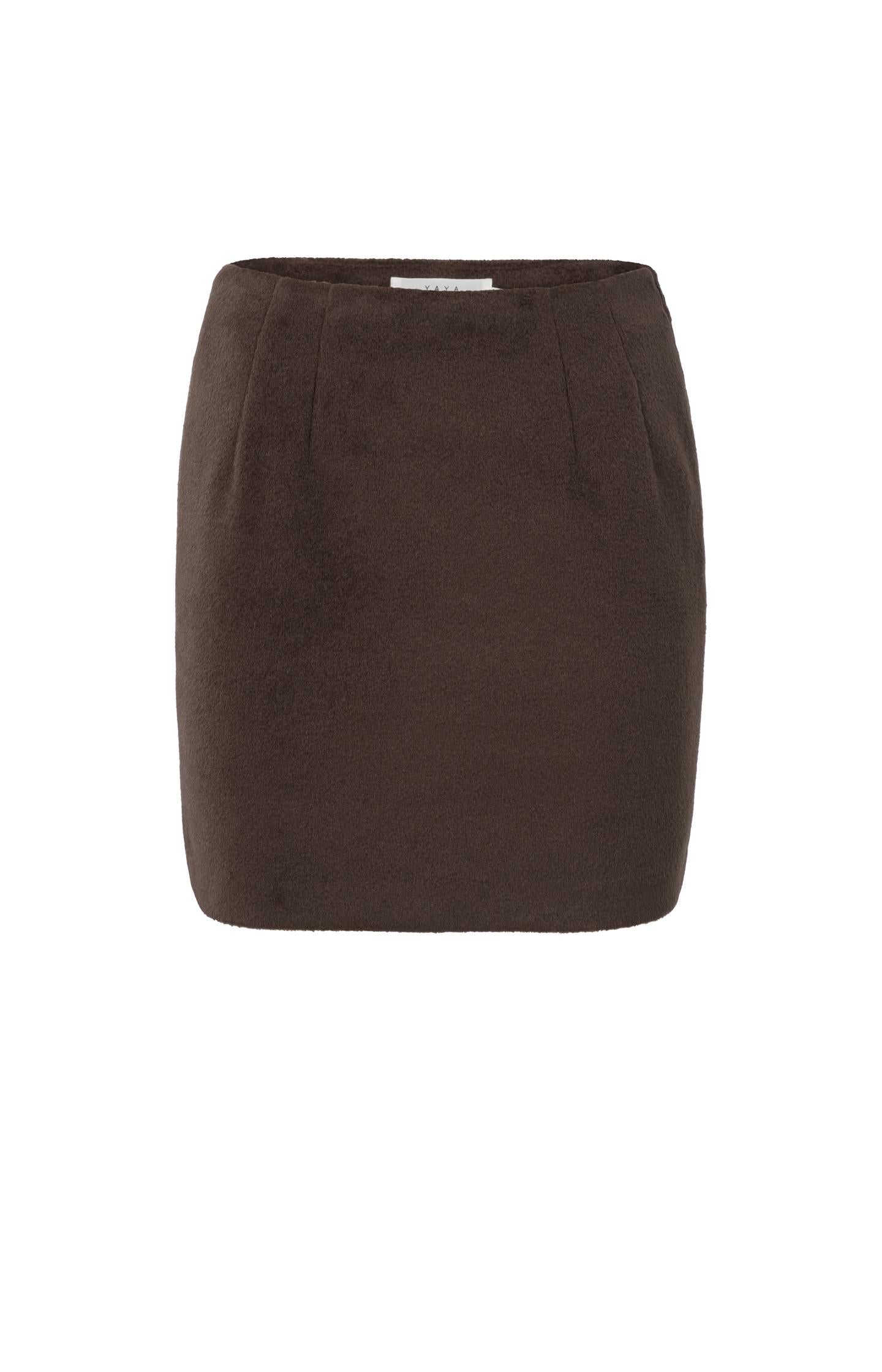 Brown mini skirt with fitted fit - Type: product