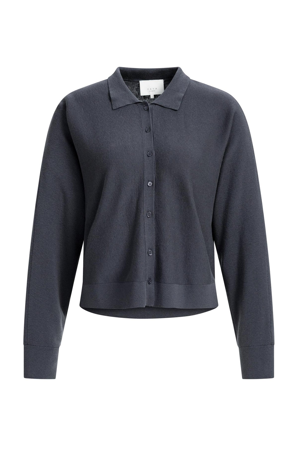 Cardigan with collar and button closure - Hole Black