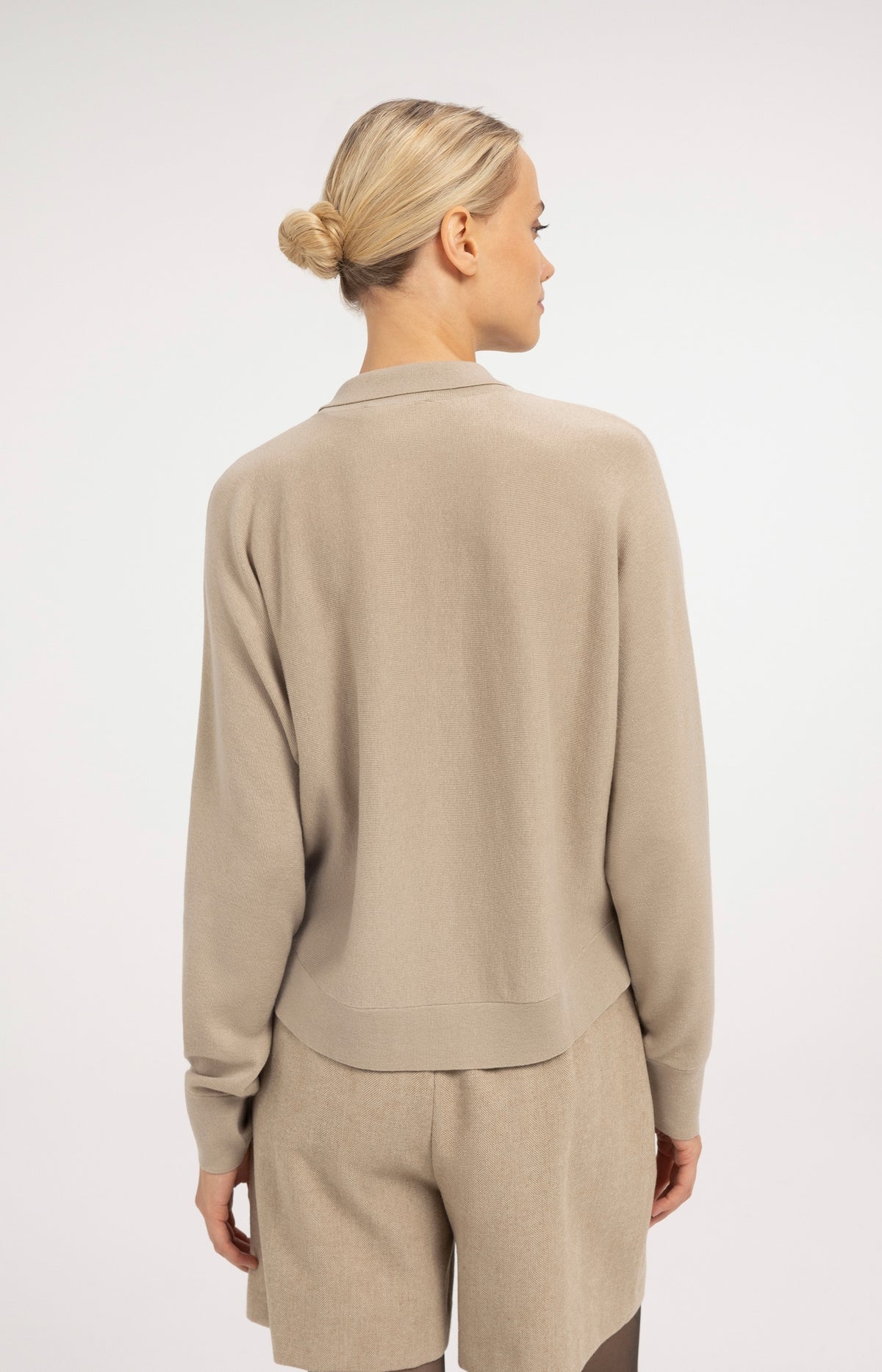 Cardigan with collar and button closure - Pure Cashmere Grey