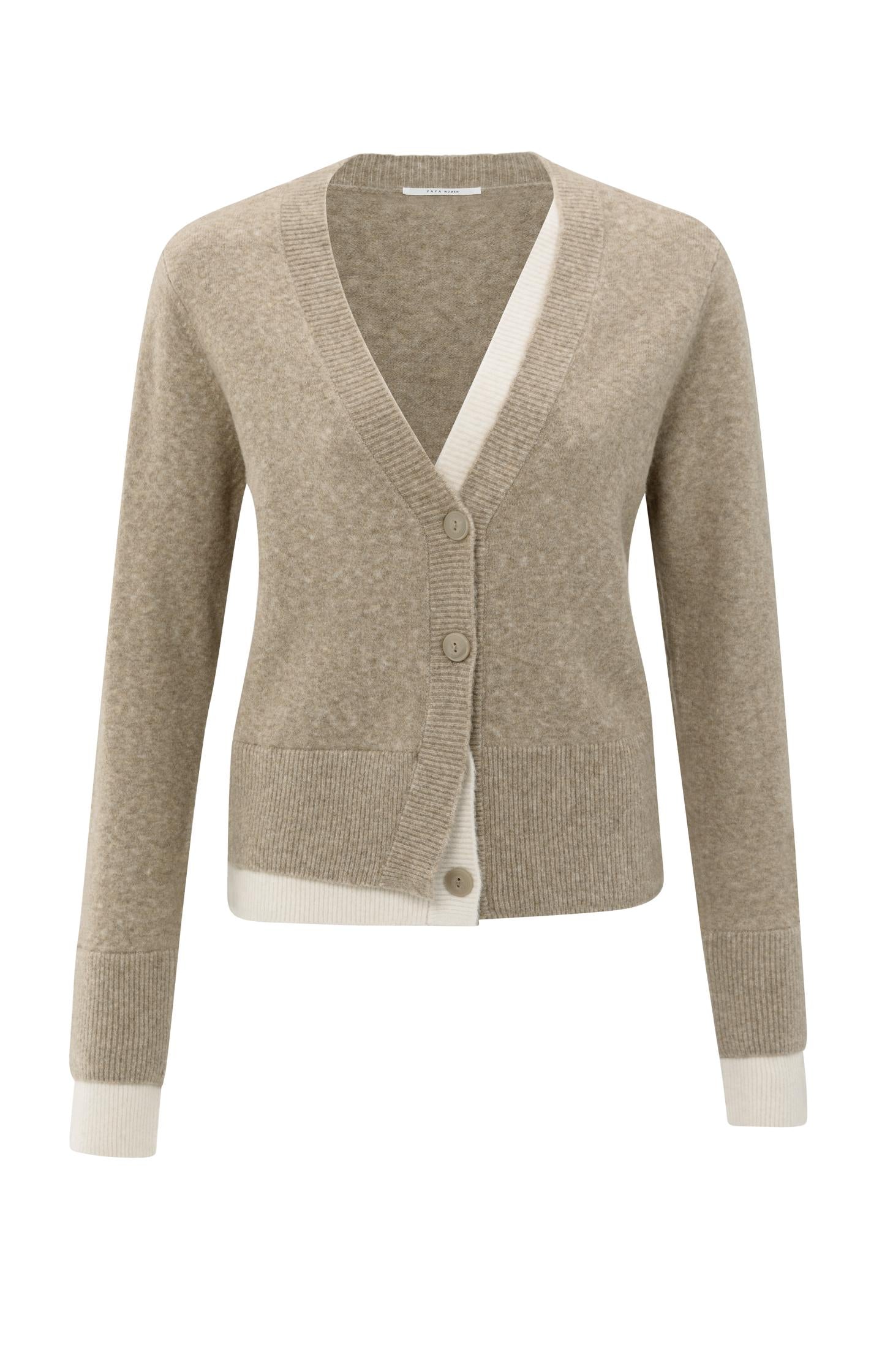 Cardigan with contrast details and V-neck - Type: product