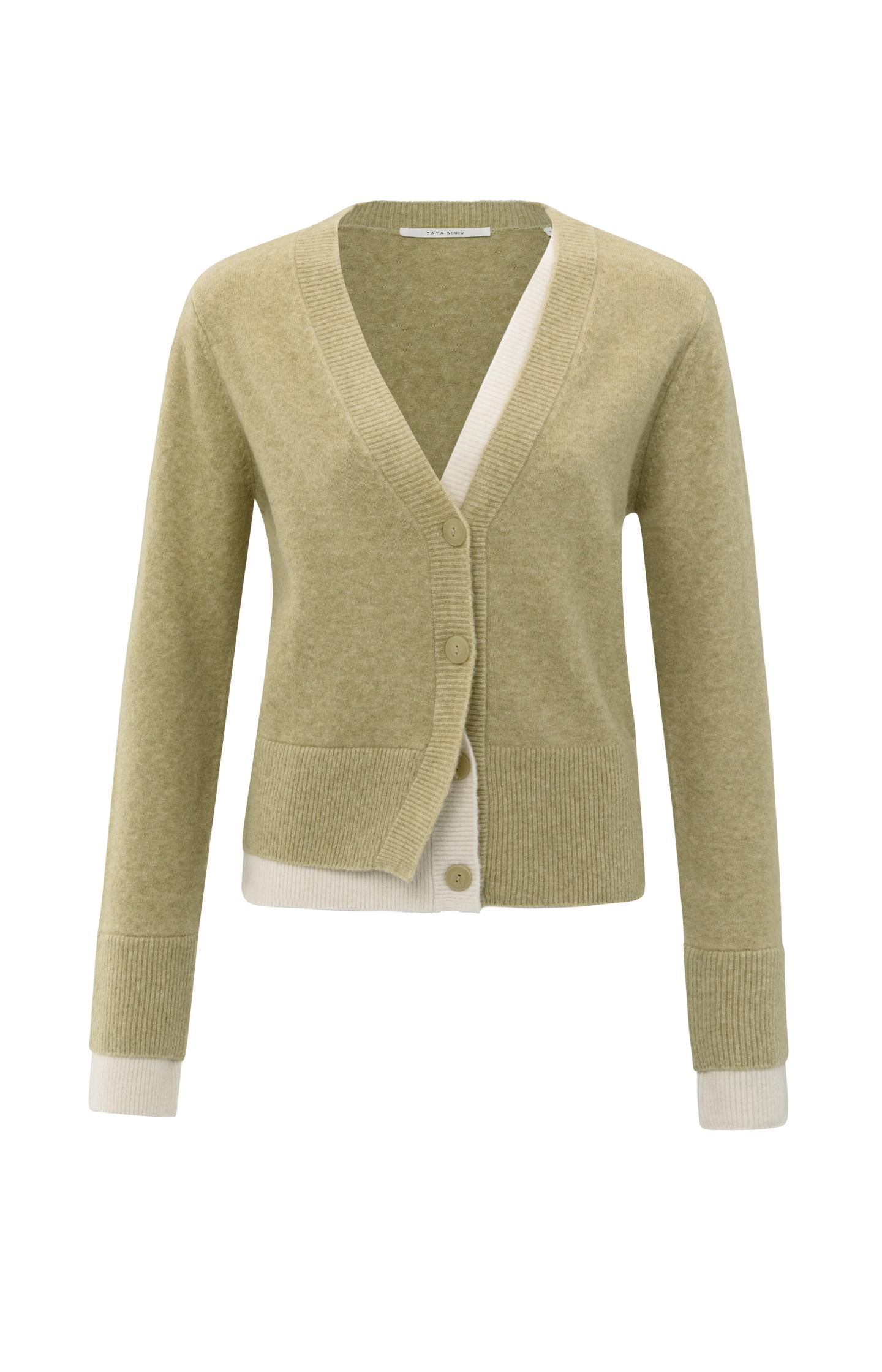 Cardigan with contrast details and V-neck - Type: product