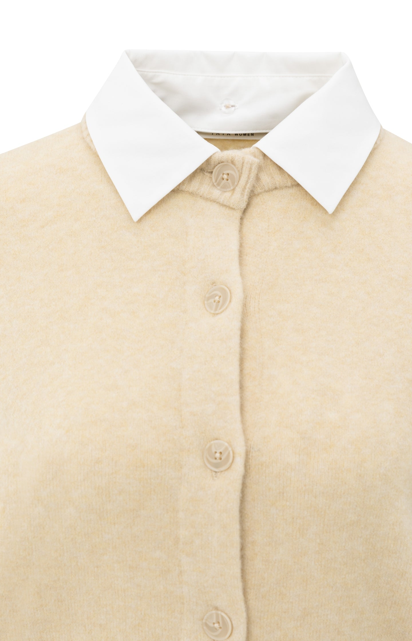 Cardigan with detachable collar and button closure