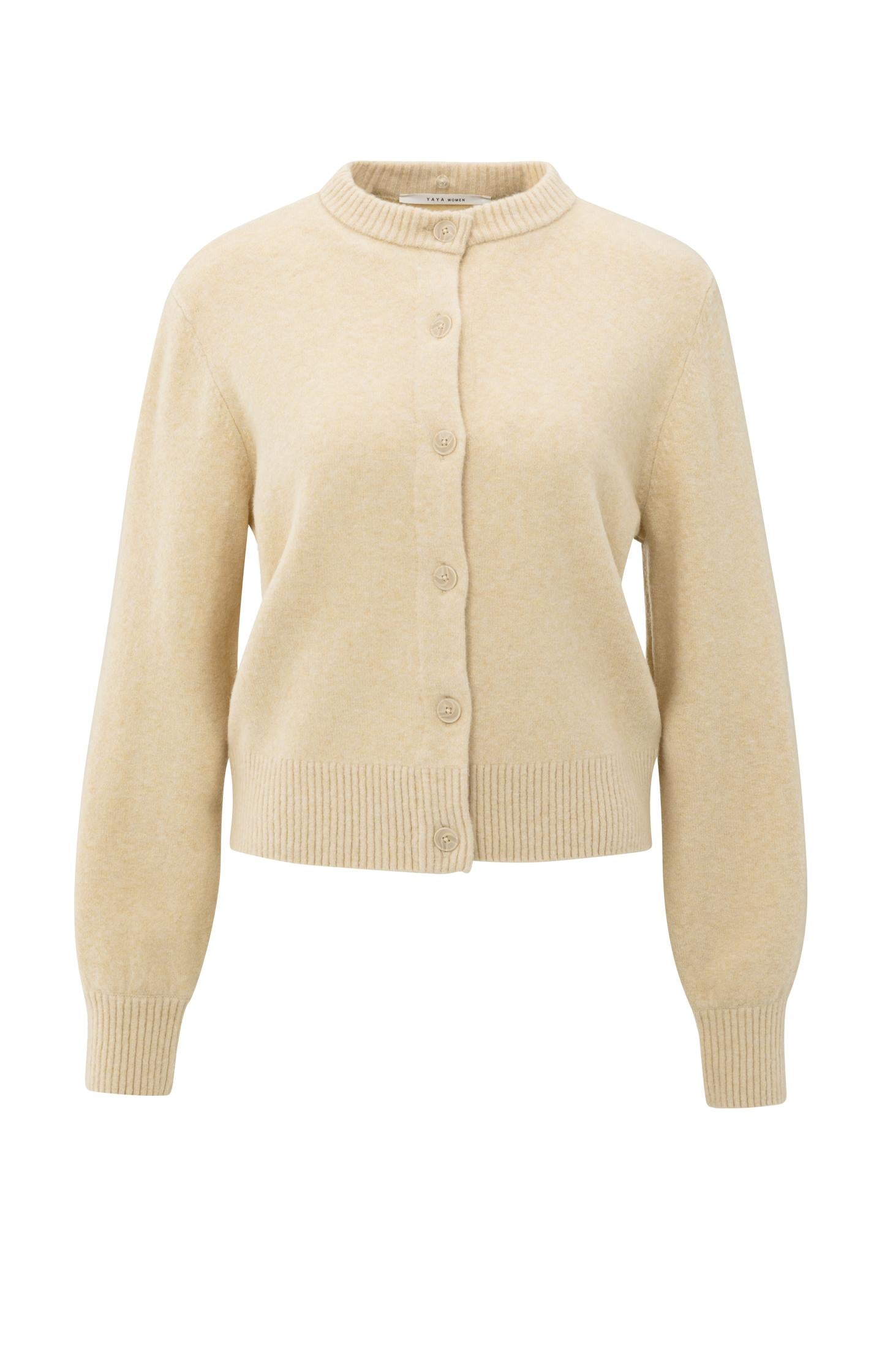 Cardigan with detachable collar and button closure