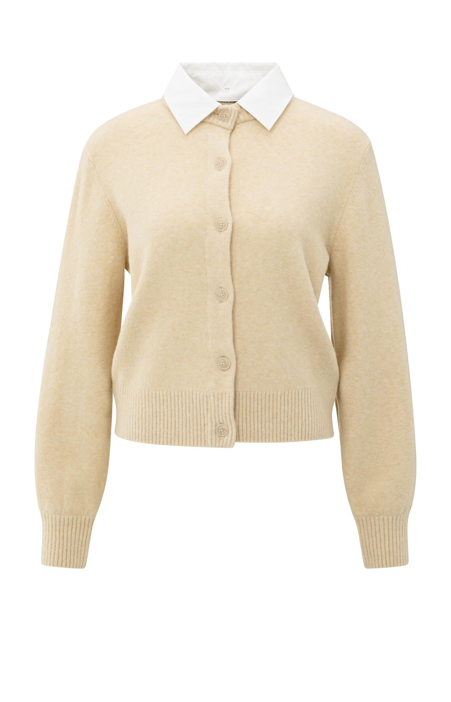 Cardigan with detachable collar and button closure - Type: product