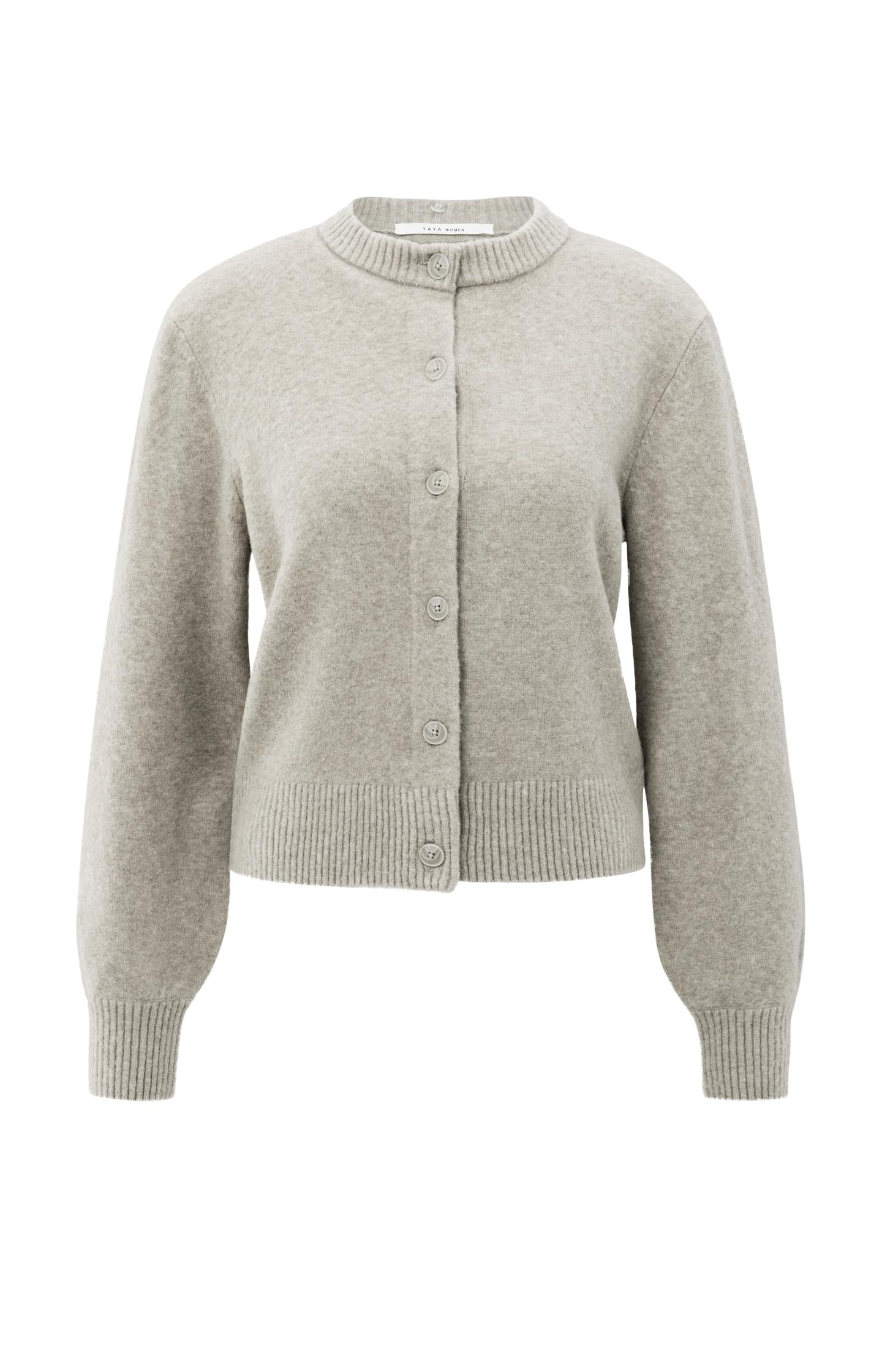 Cardigan with detachable collar and button closure