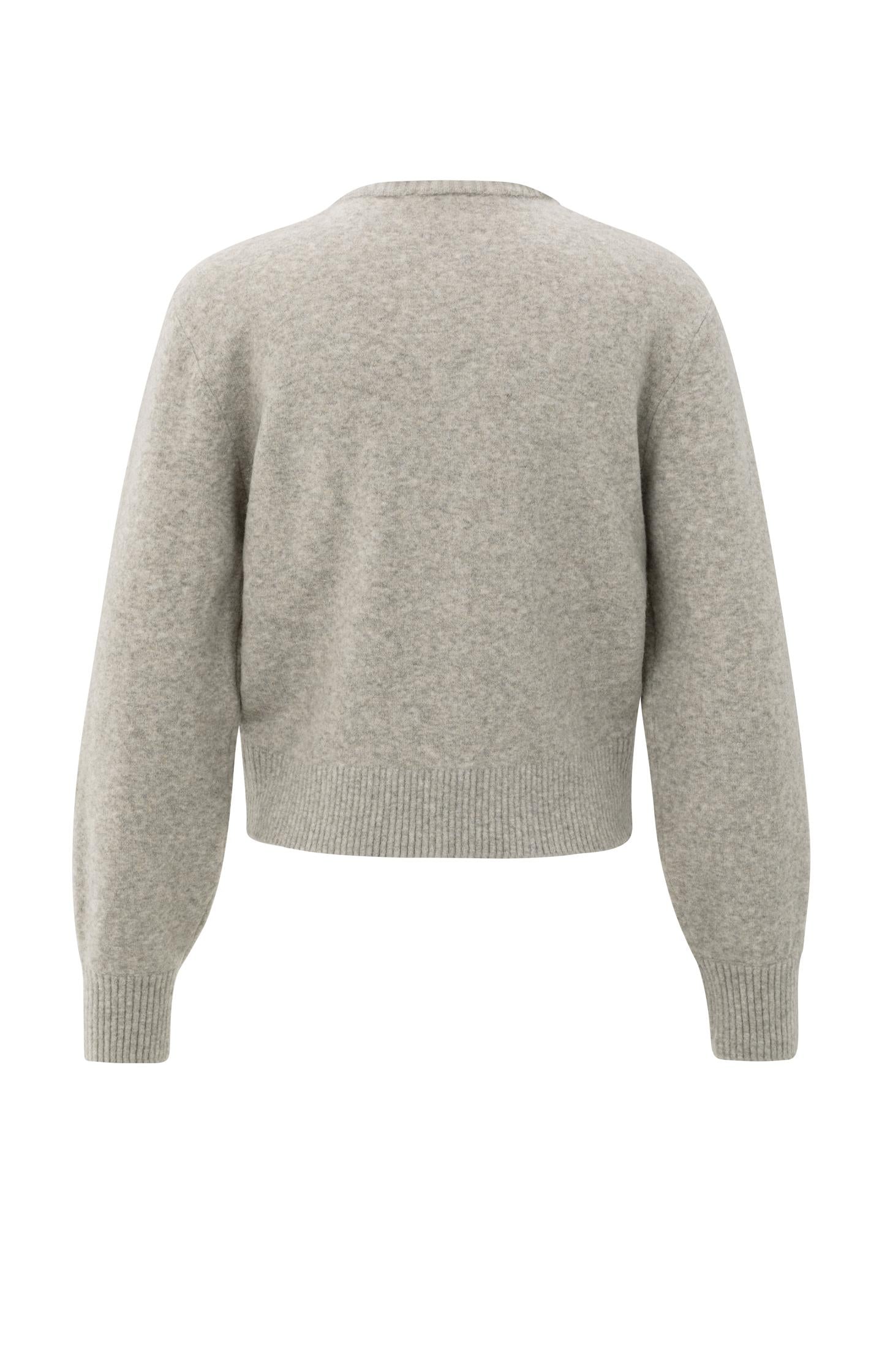 Cardigan with detachable collar and button closure