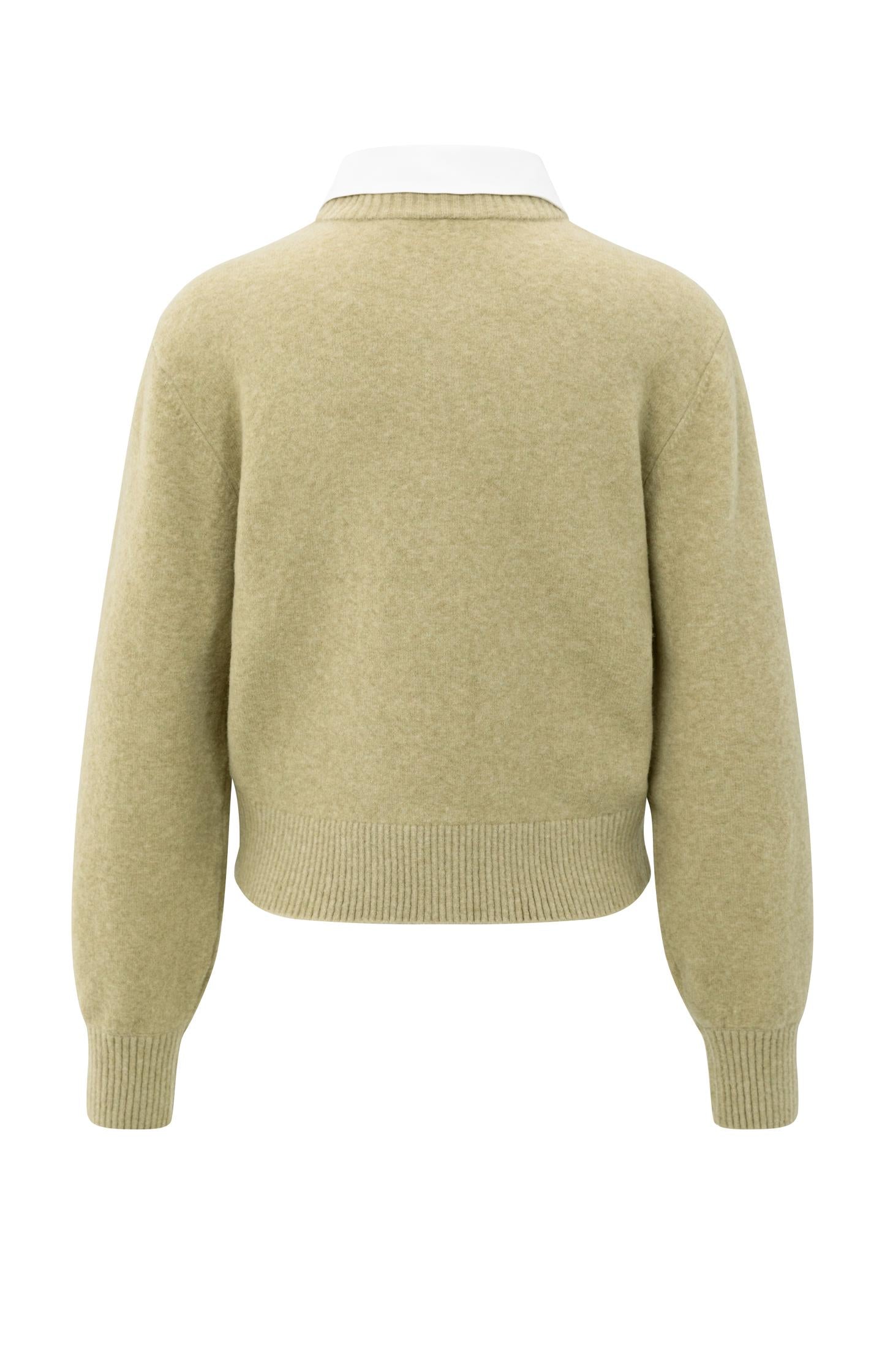 Cardigan with detachable collar and button closure