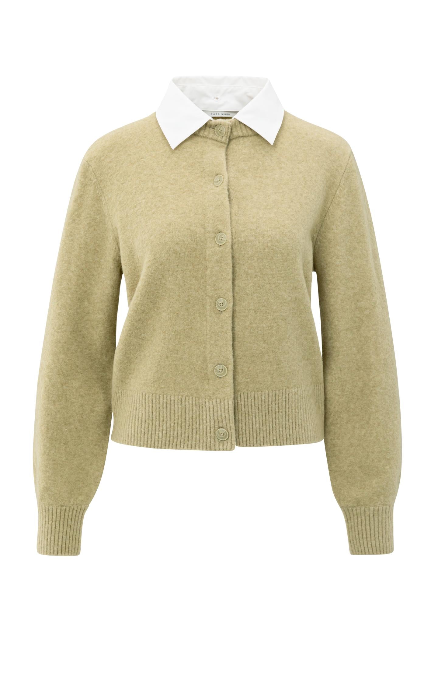 Cardigan with detachable collar and button closure - Type: product