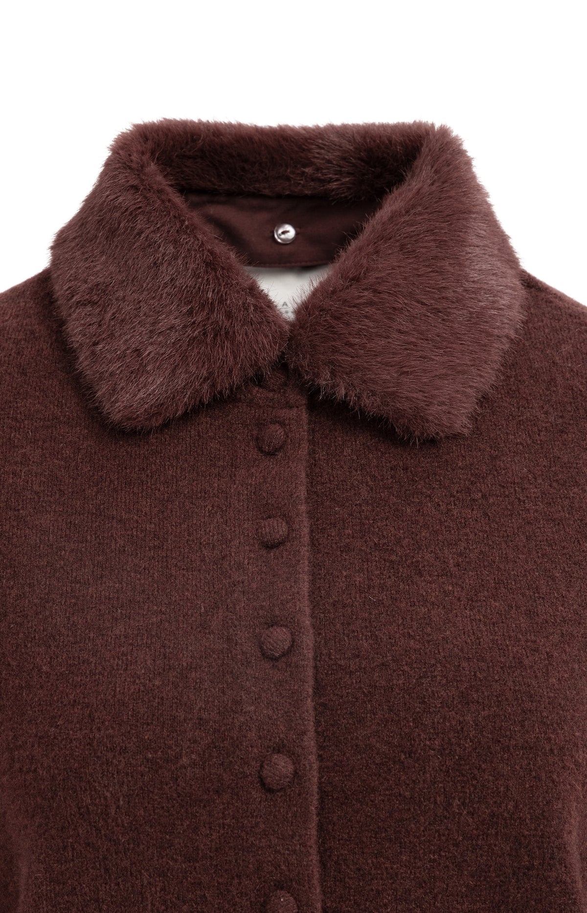 Cardigan with detachable collar - Bitter Chocolate Red Melange
