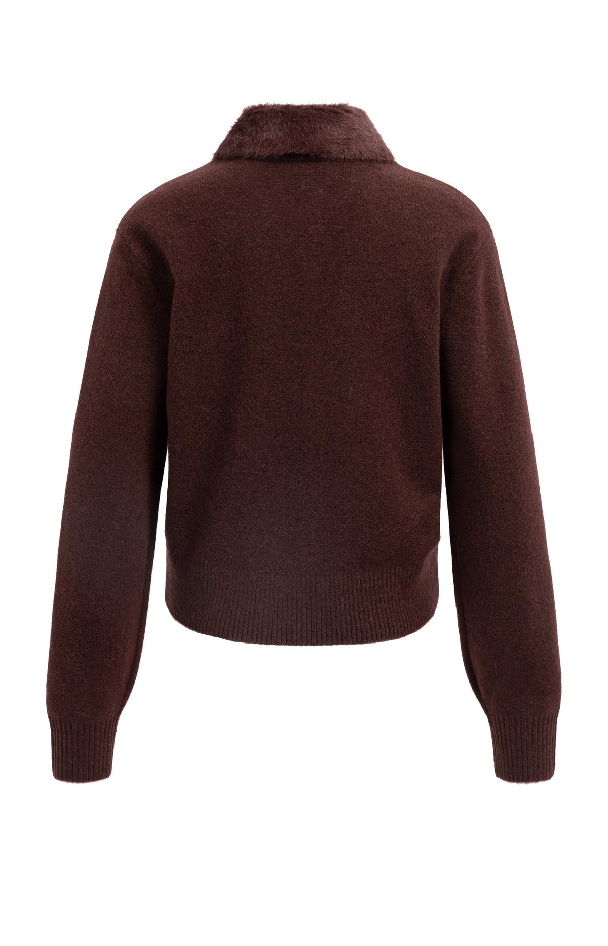 Cardigan with detachable collar - Bitter Chocolate Red Melange
