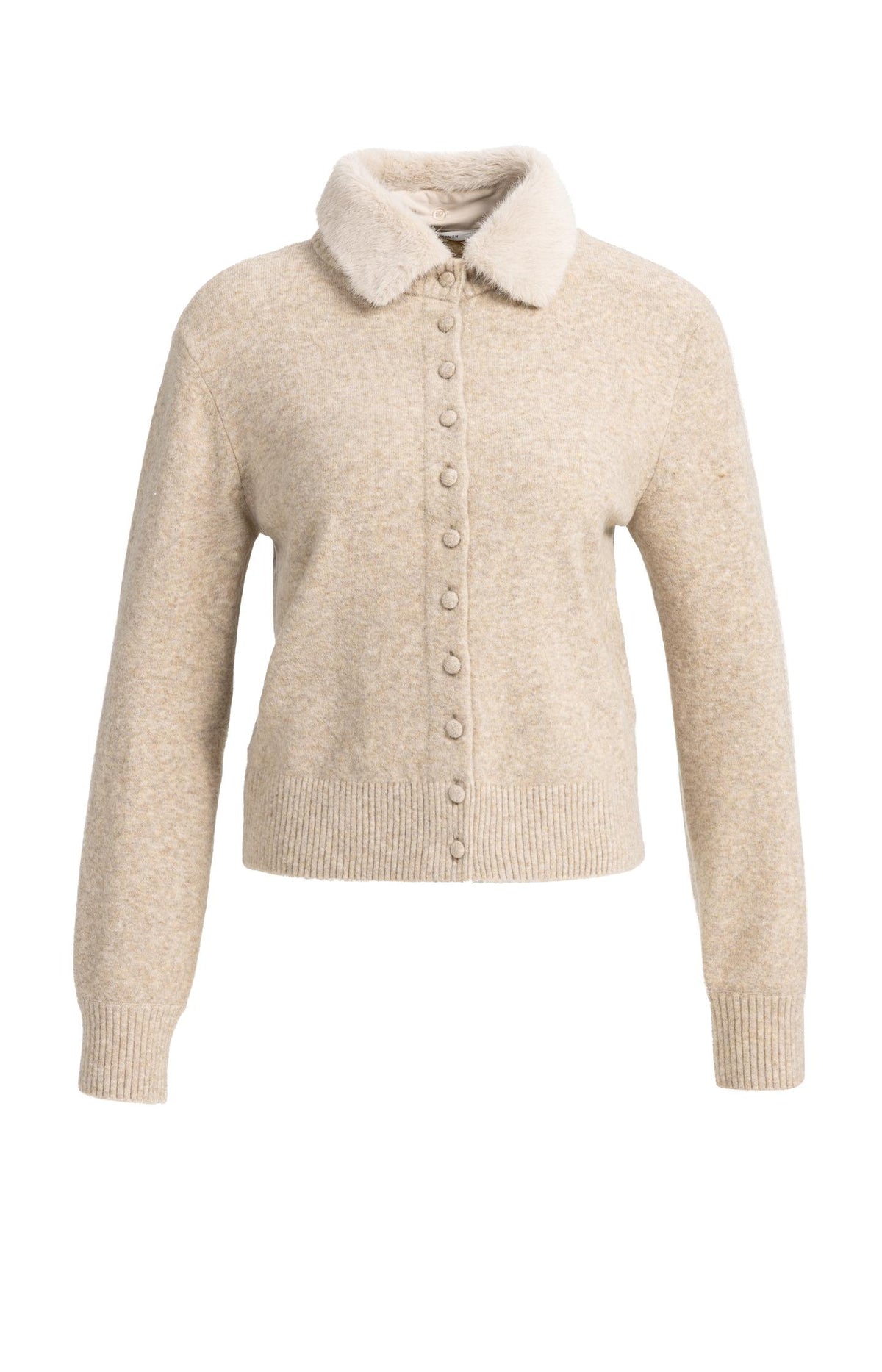 Cardigan with detachable collar - Light Beige Melange