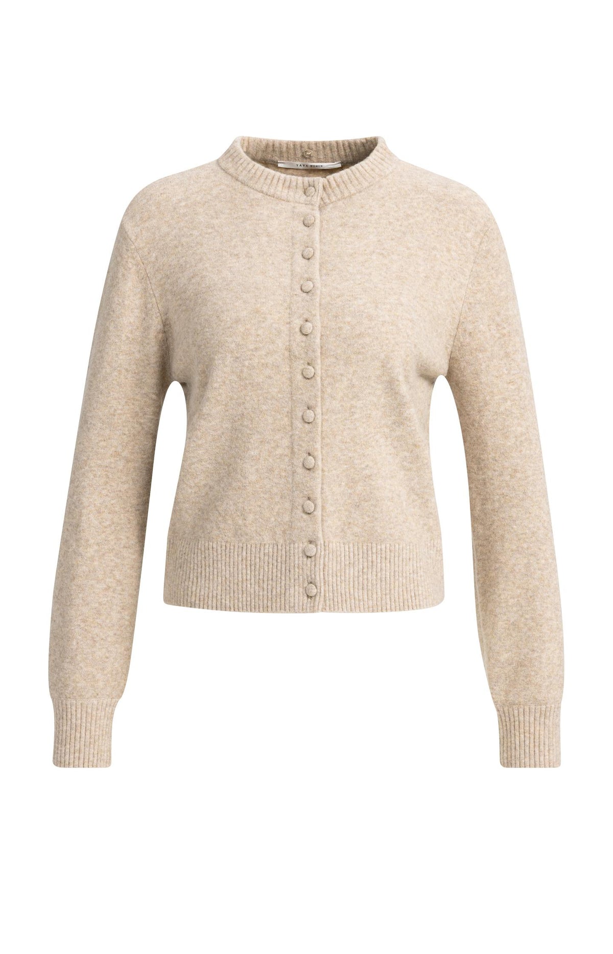 Cardigan with detachable collar - Light Beige Melange