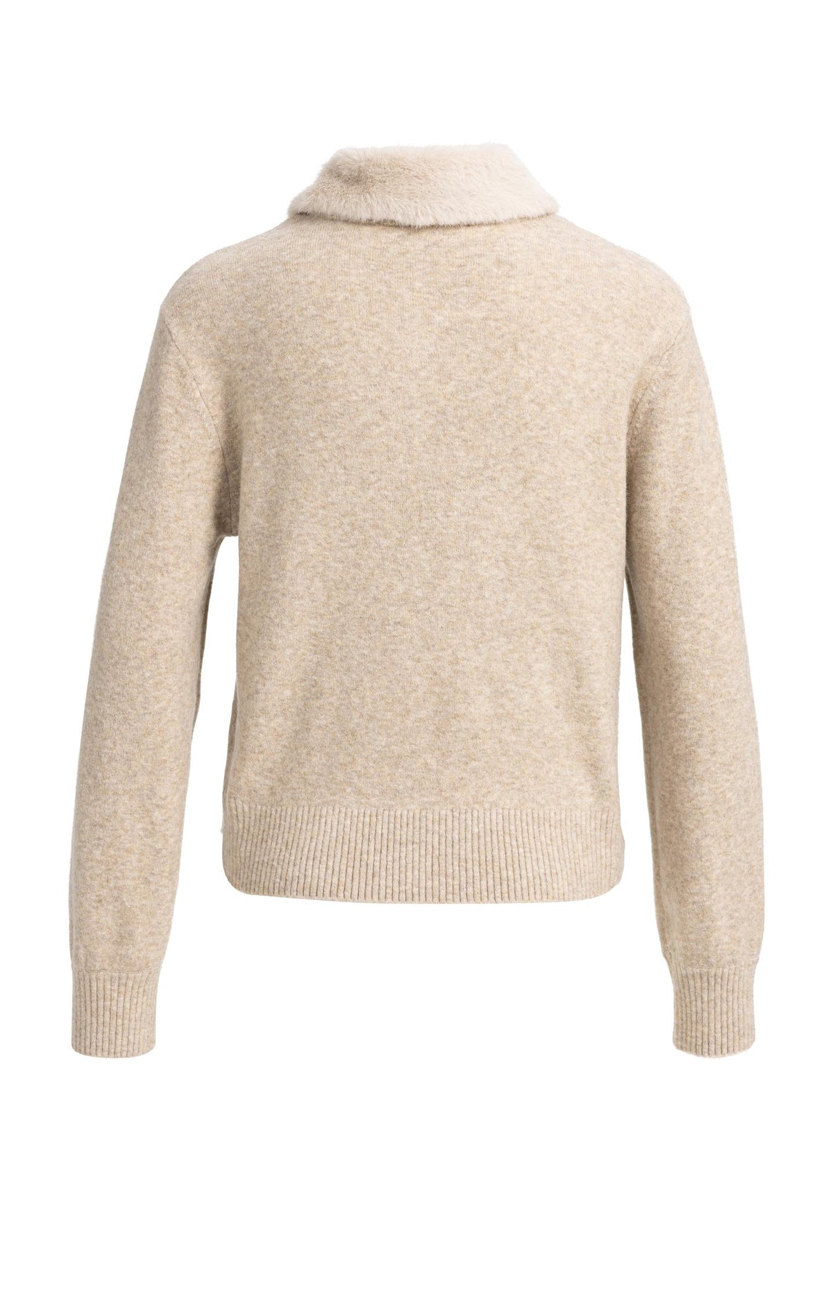 Cardigan with detachable collar - Light Beige Melange