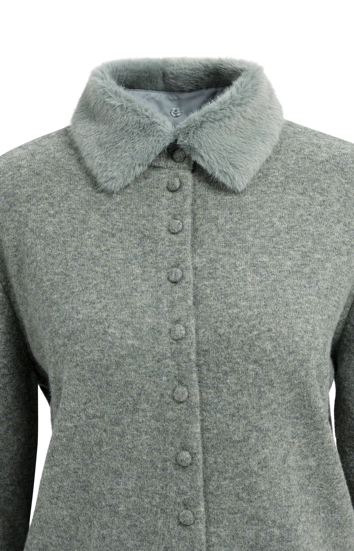 Cardigan with detachable collar - Soap Grey Melange