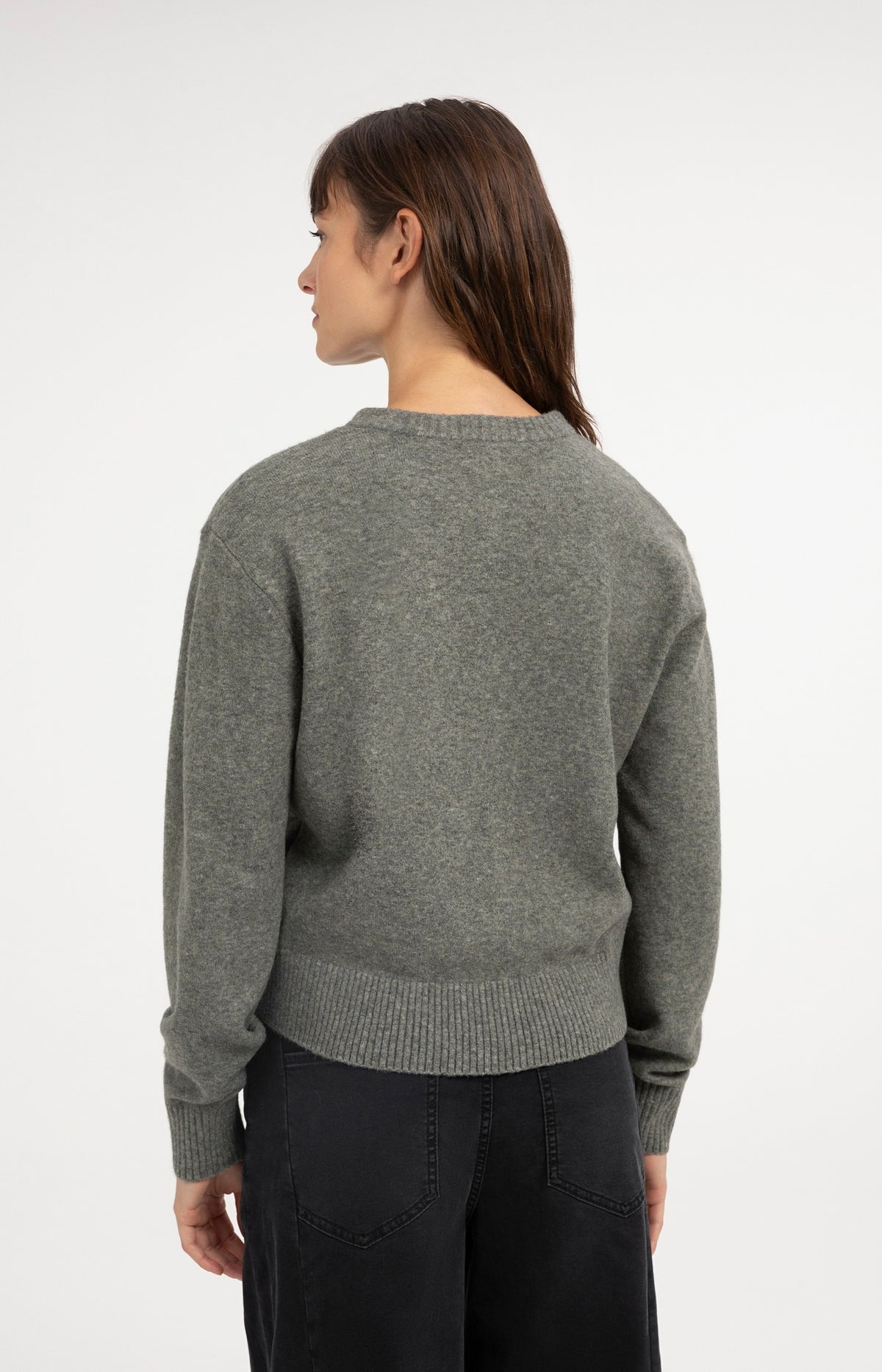 Cardigan with detachable collar - Soap Grey Melange