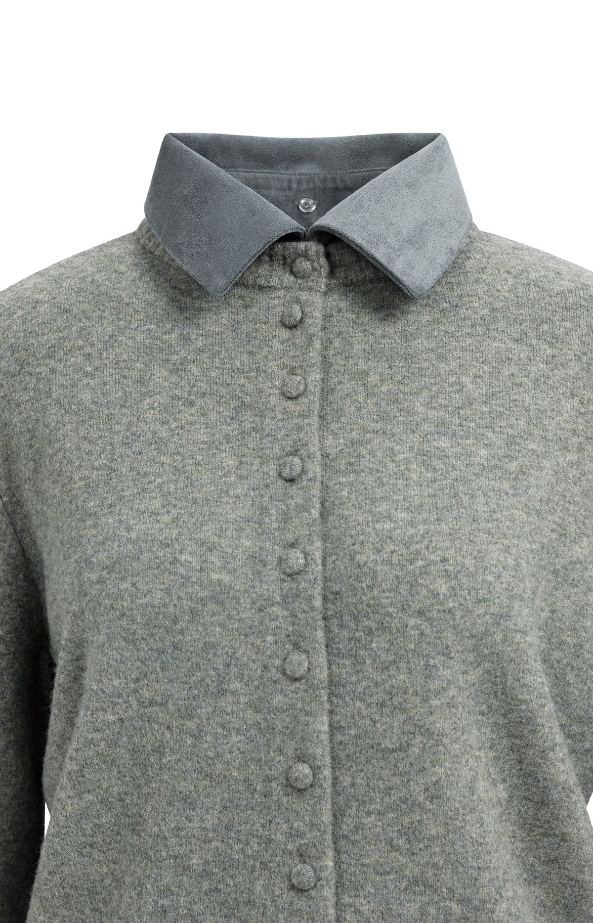 Cardigan with detachable collar - Soap Grey Melange