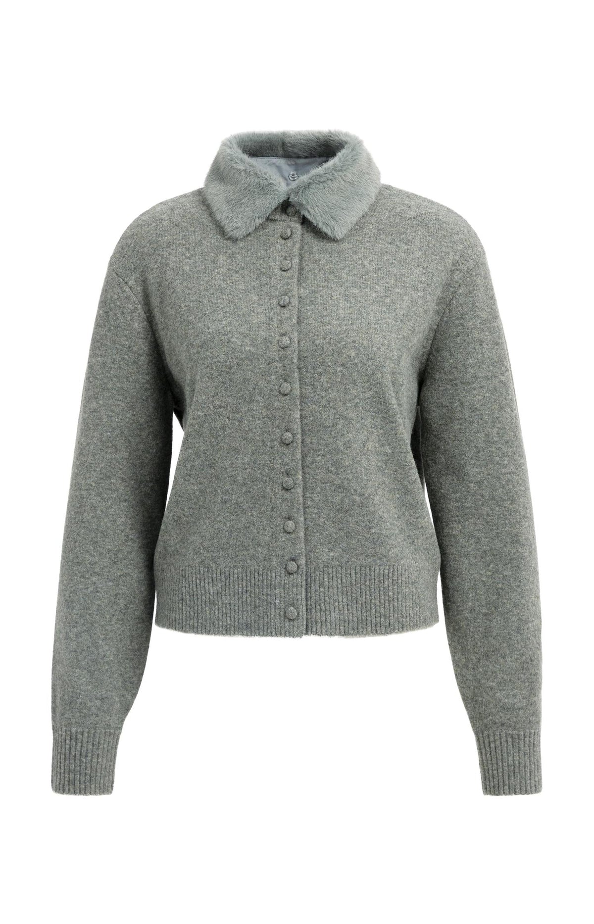 Cardigan with detachable collar - Light Beige Melange