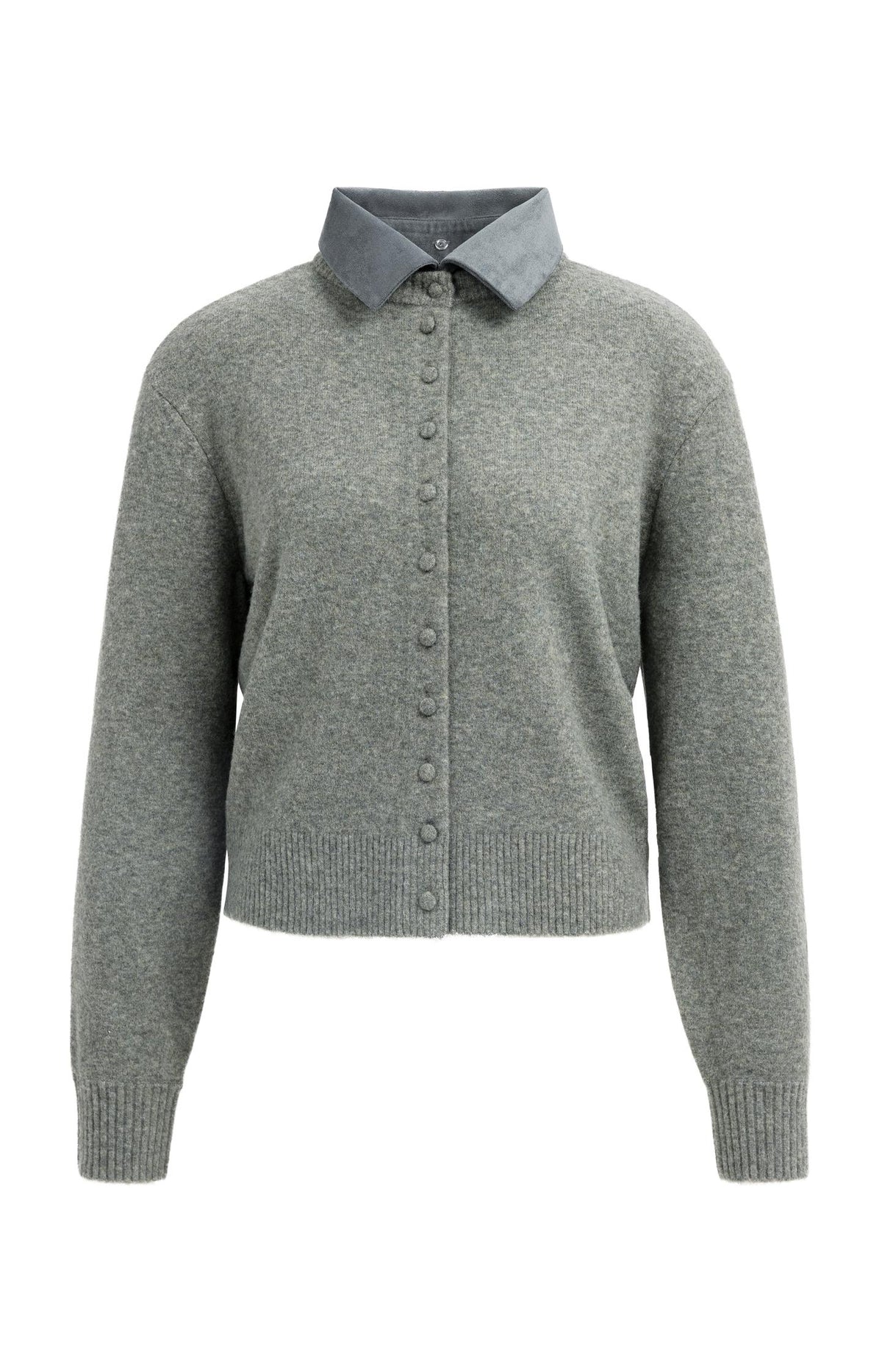 Cardigan with detachable collar - Soap Grey Melange