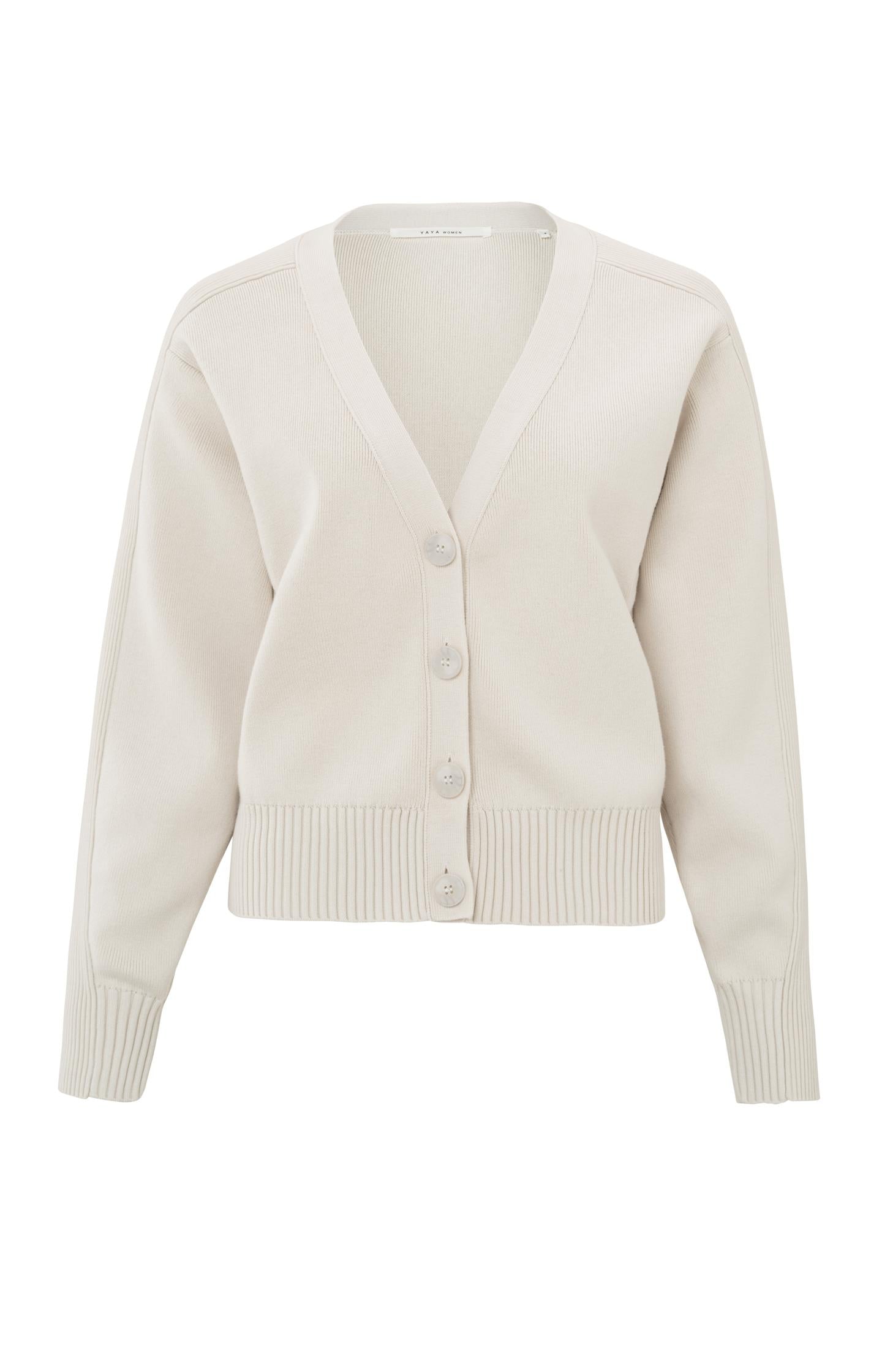 Cardigan with long sleeves, buttons and a deep V-neck - Type: product