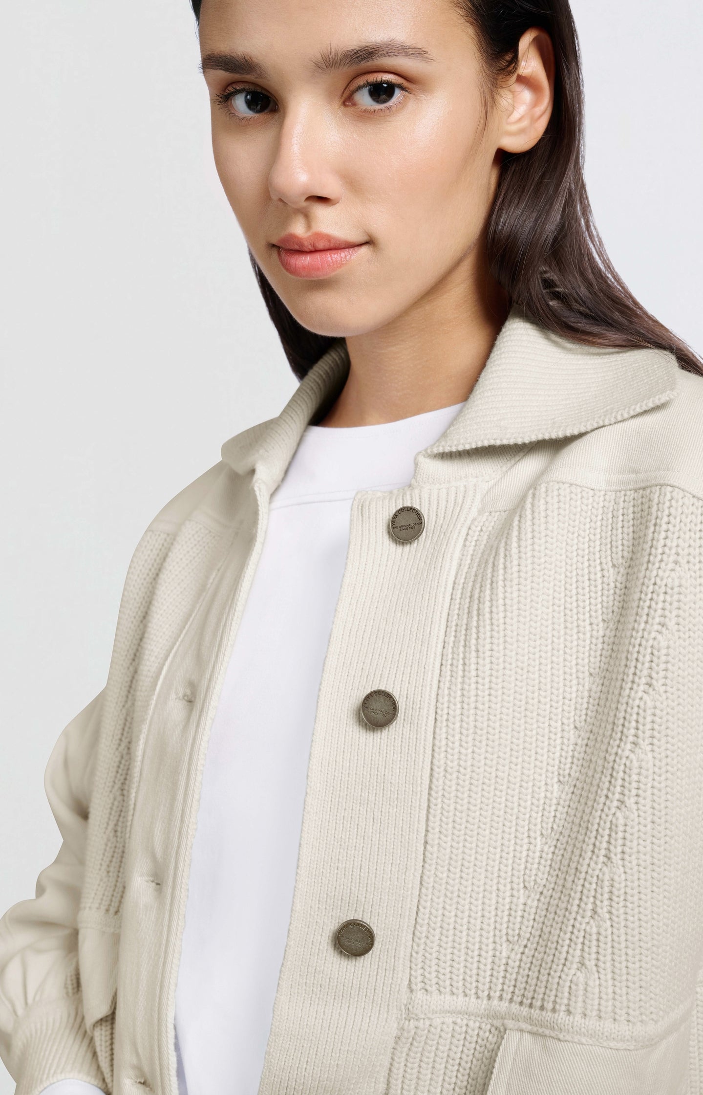 Cardigan with textured details and classic collar