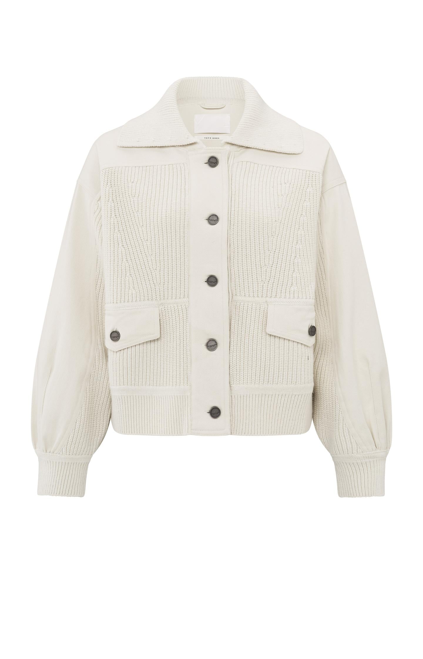 Cardigan with textured details and classic collar - Type: product