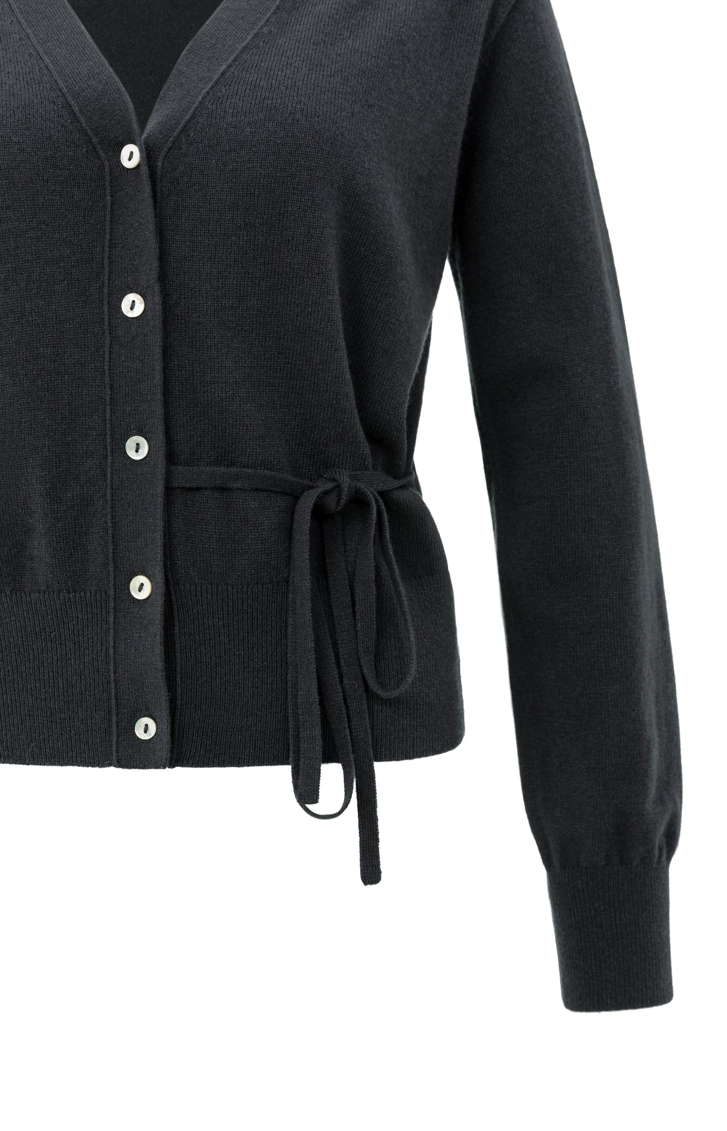 Cardigan with V-neck and tie waist