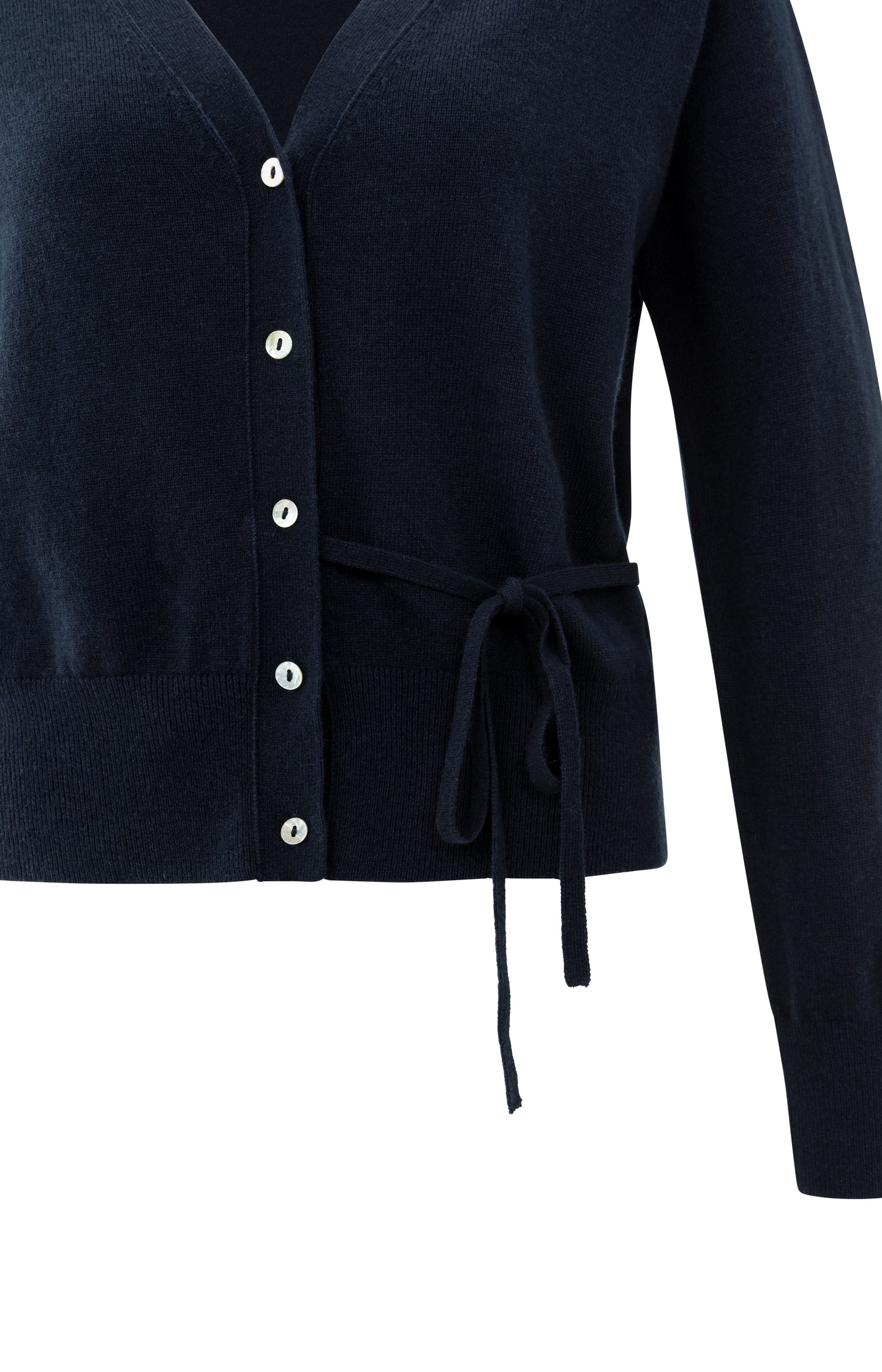 Cardigan with V-neck and tie waist