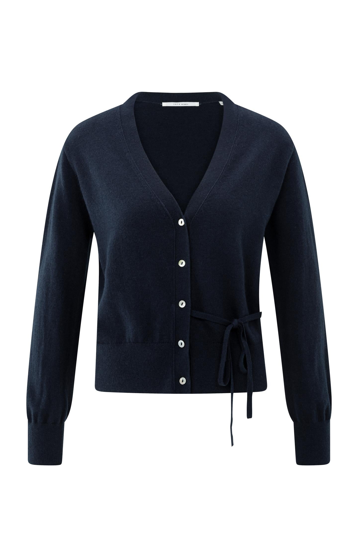 Cardigan with V-neck and tie waist - Type: product