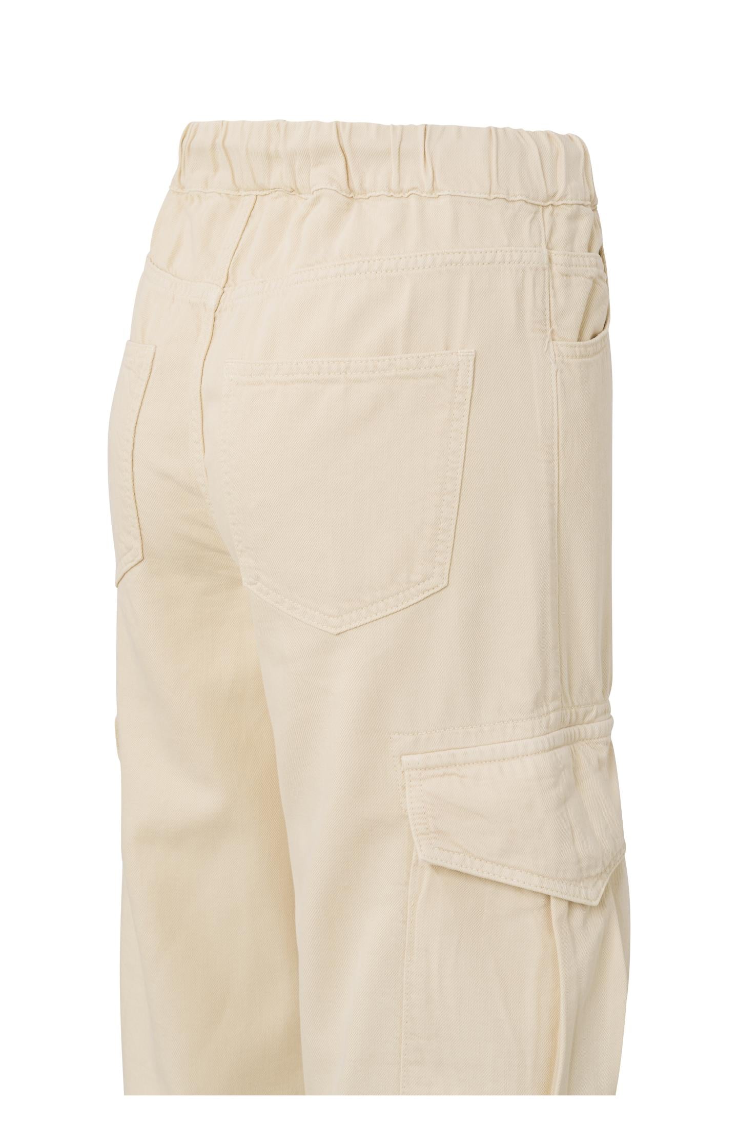 Cargo denim trousers with drawstring and pockets