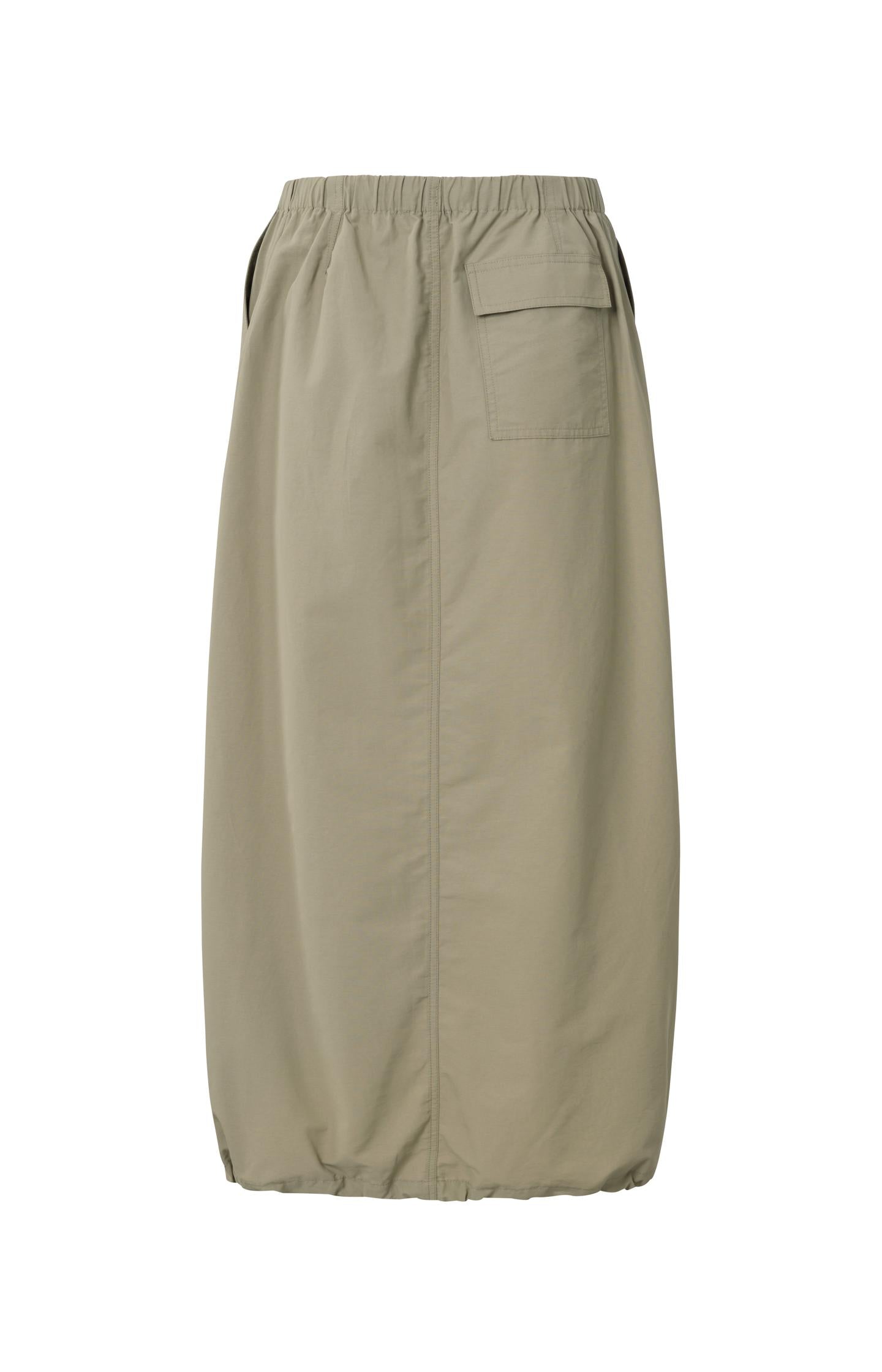 Cargo midi skirt with pockets and a drawstring in nylon - Winter Twig Beige