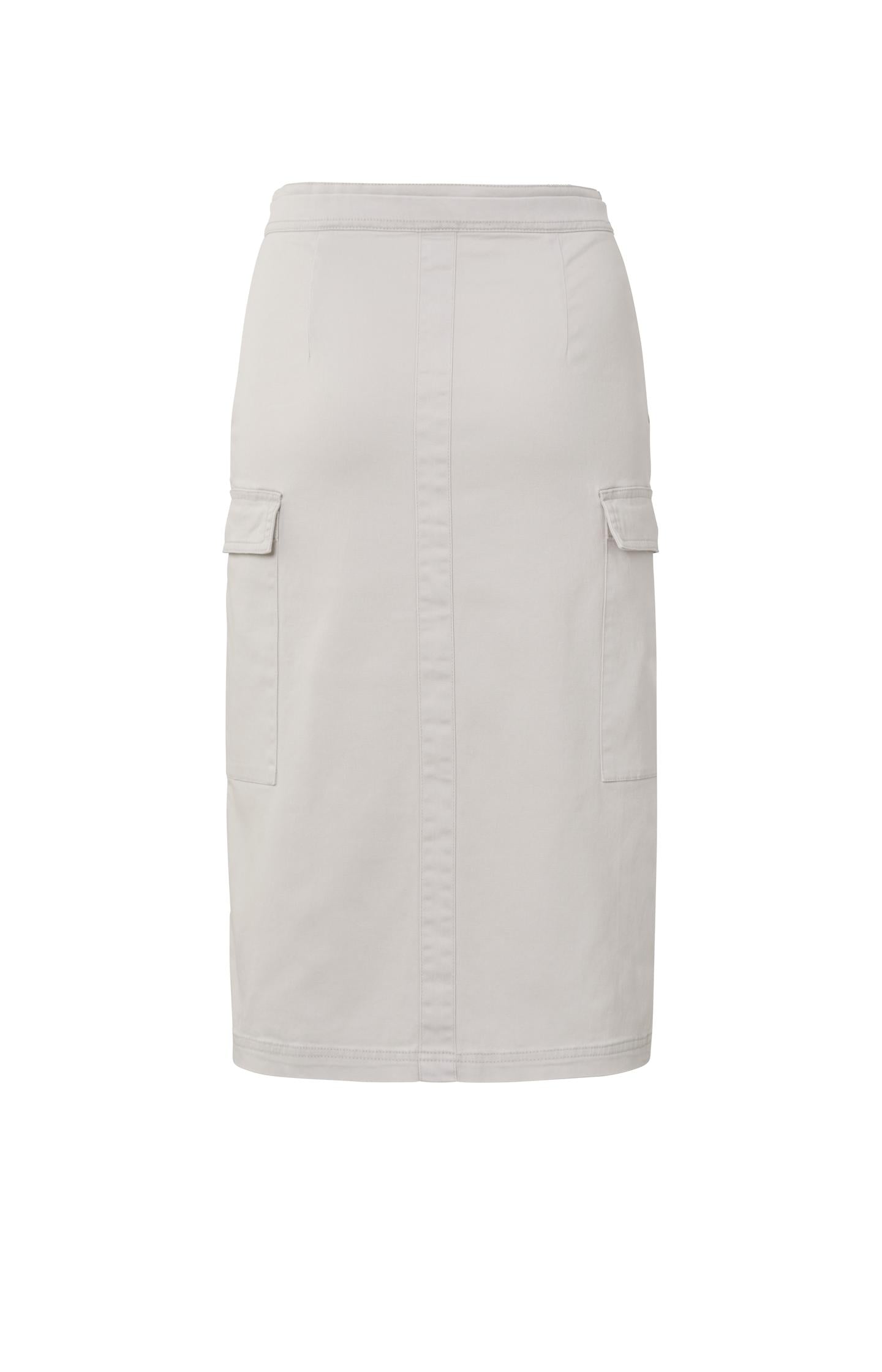 Cargo midi skirt with slit, pockets, pleated details and zip