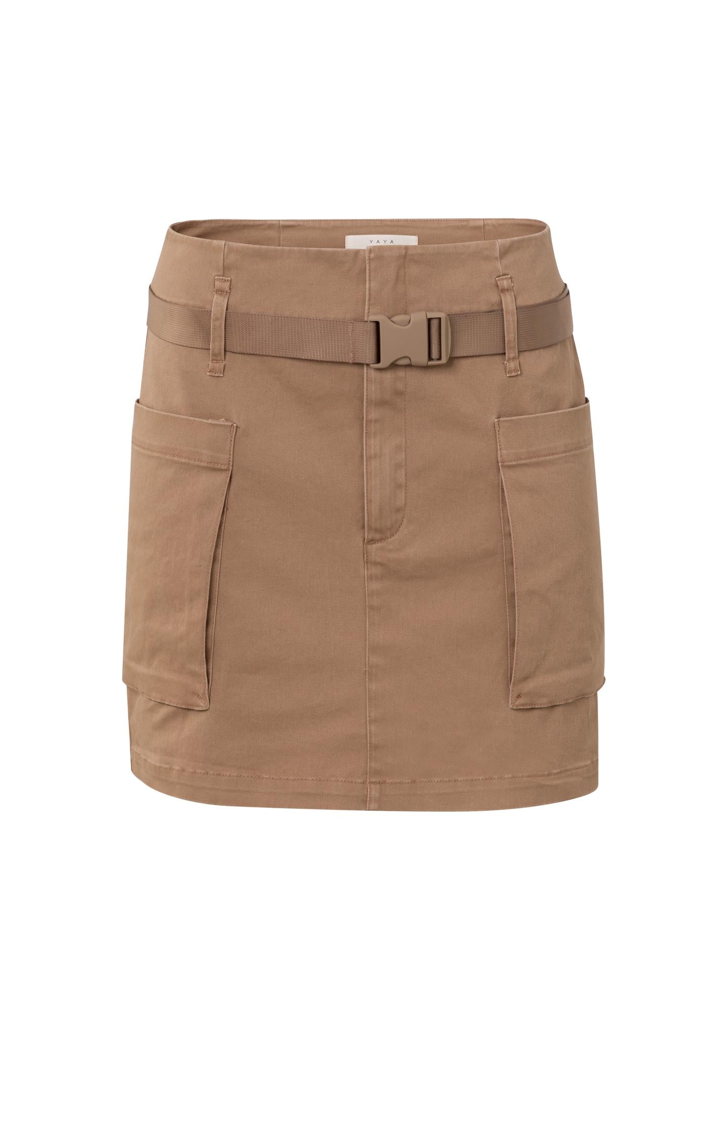 Cargo mini skirt with cargo belt, pockets and zip fly - Type: product