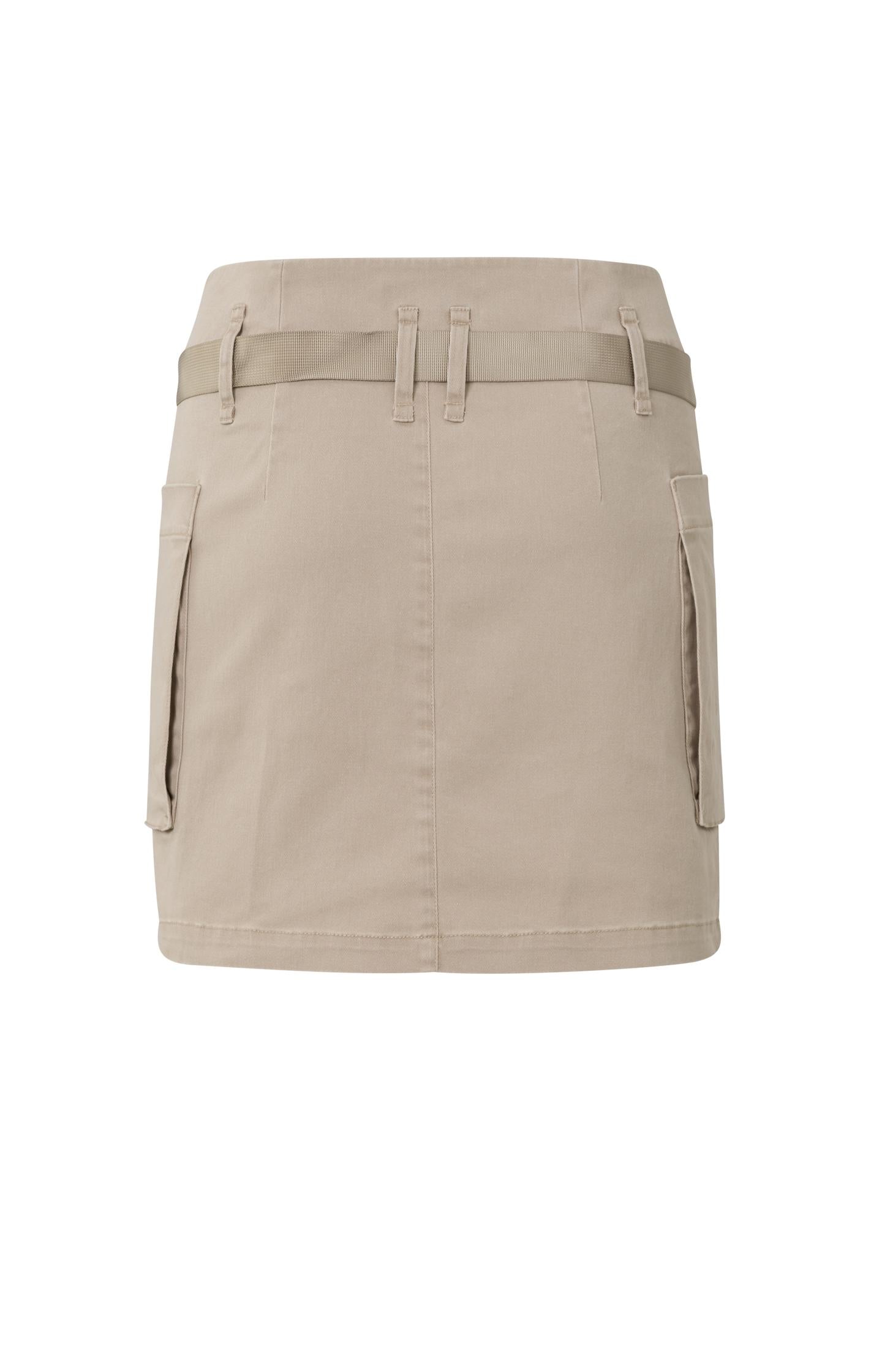 Cargo mini skirt with cargo belt, pockets and zip fly