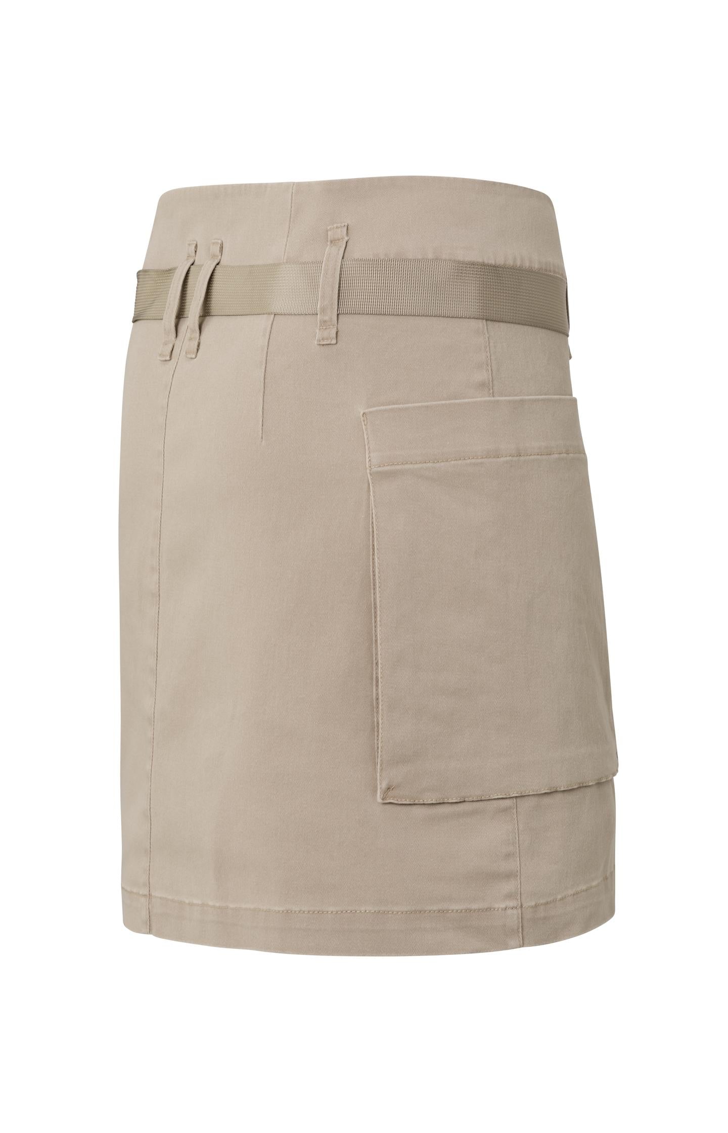 Cargo mini skirt with cargo belt, pockets and zip fly