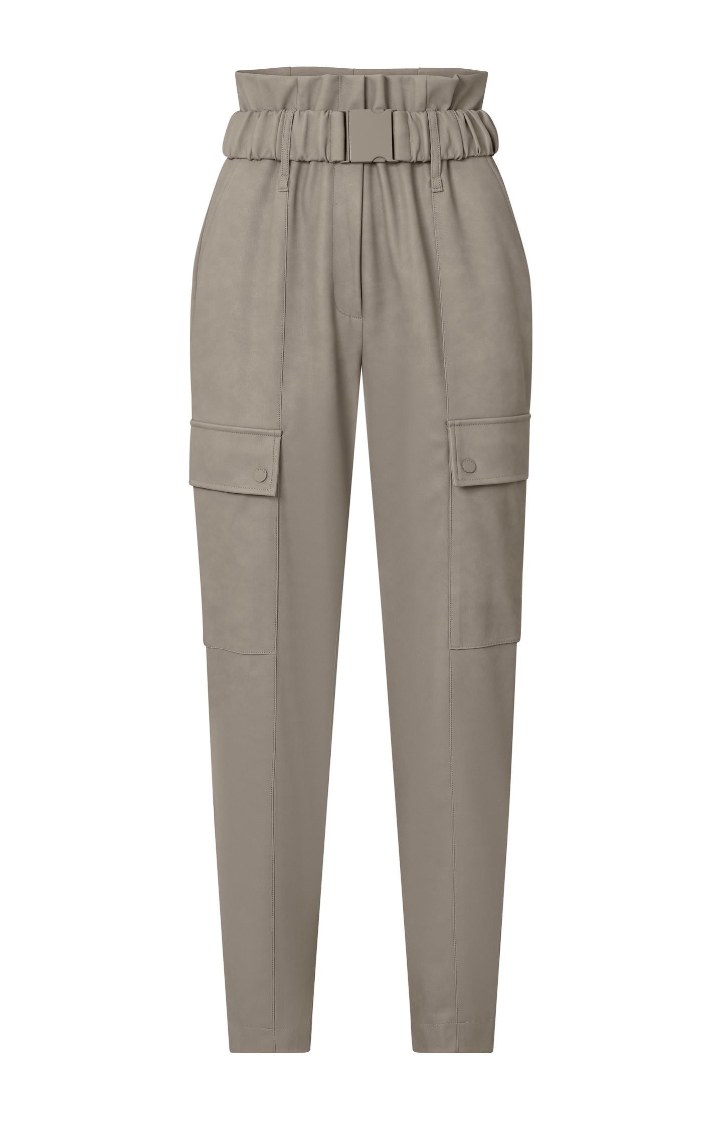 Cargo trousers with straight legs and belt in faux leather - Type: product