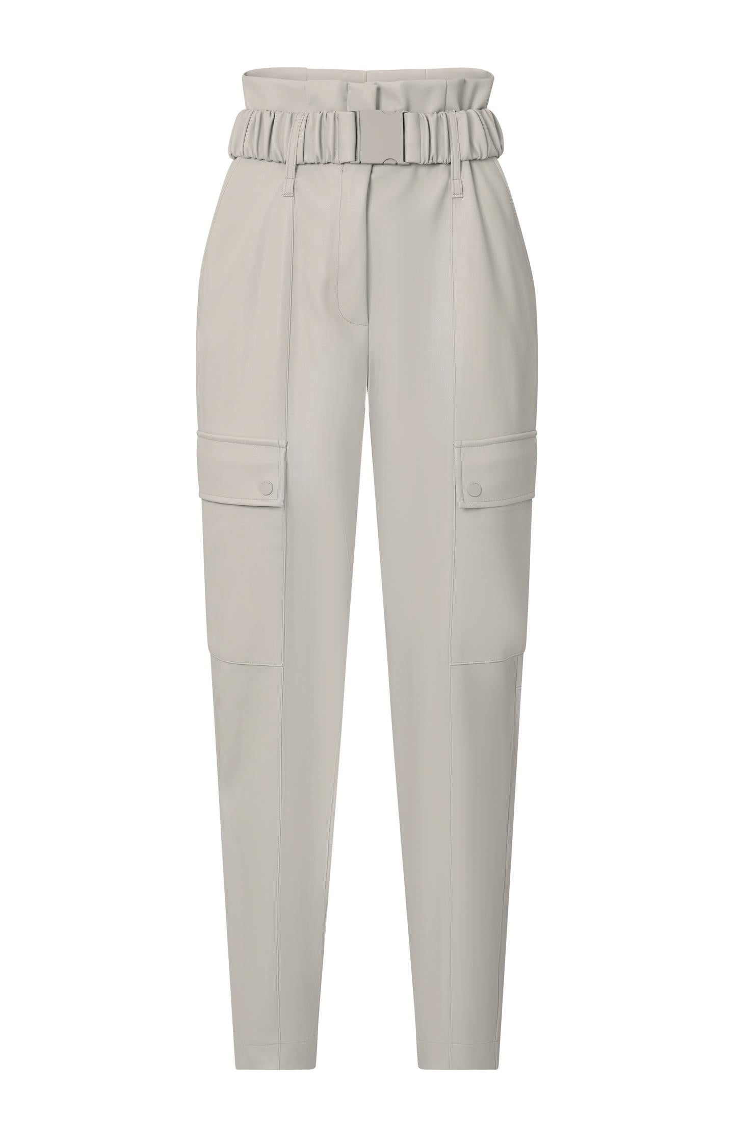 Cargo trousers with straight legs and belt in faux leather - Type: product