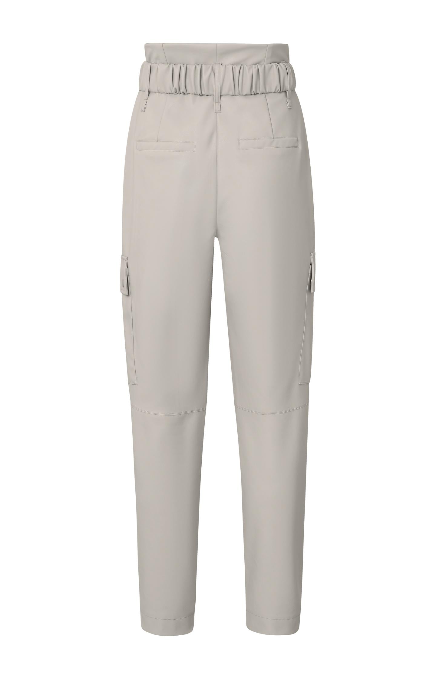 Cargo trousers with straight legs and belt in faux leather