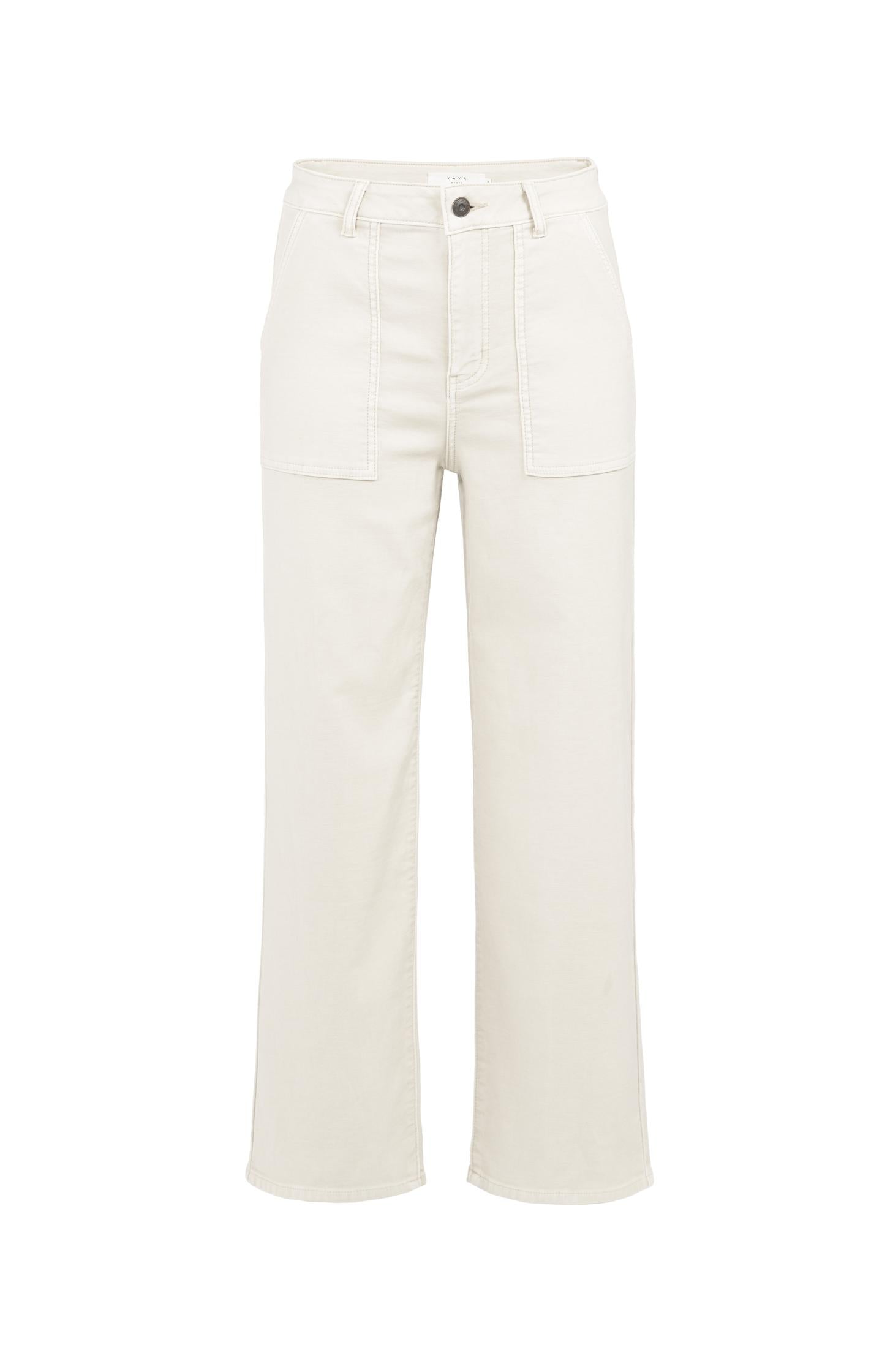 Pantalon Cargo Yaya Taille 40 (UK12) Crème, Jambe Droite Coupe Cheville - Coton Stretch (Occasion)
