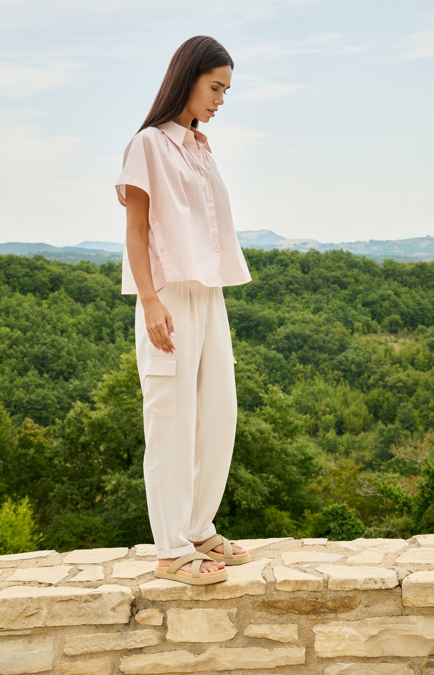 Pantalon cargo à jambe droite en sergé - Urban Planet