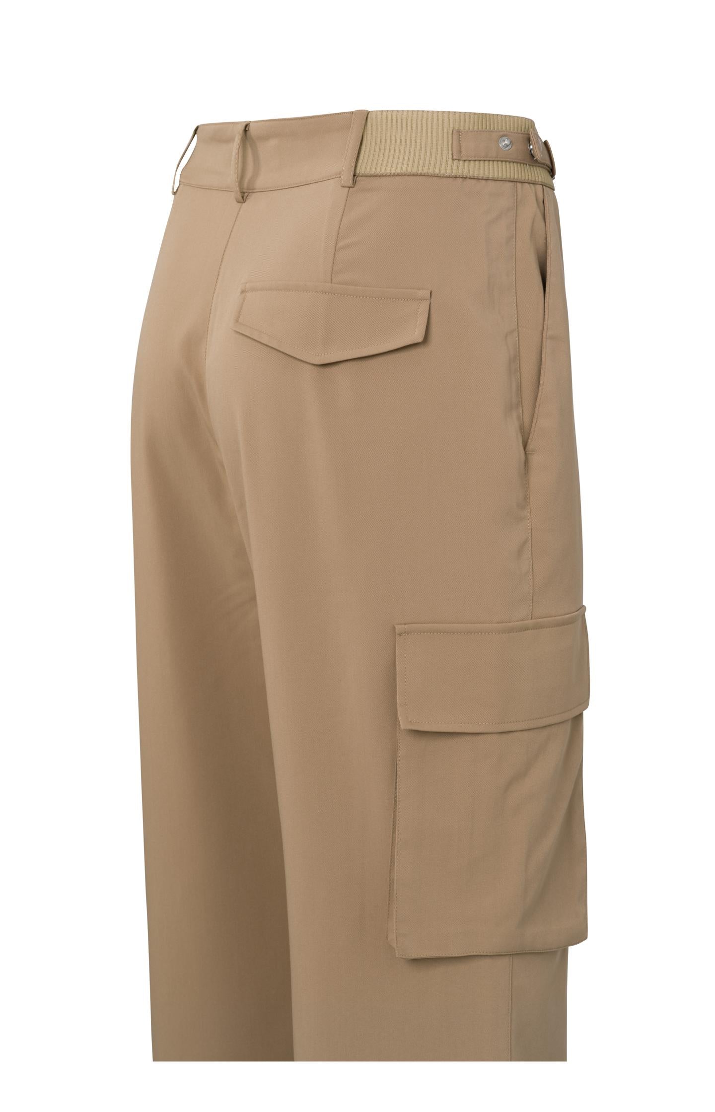 Cargo trousers with wide legs, pockets and waist details