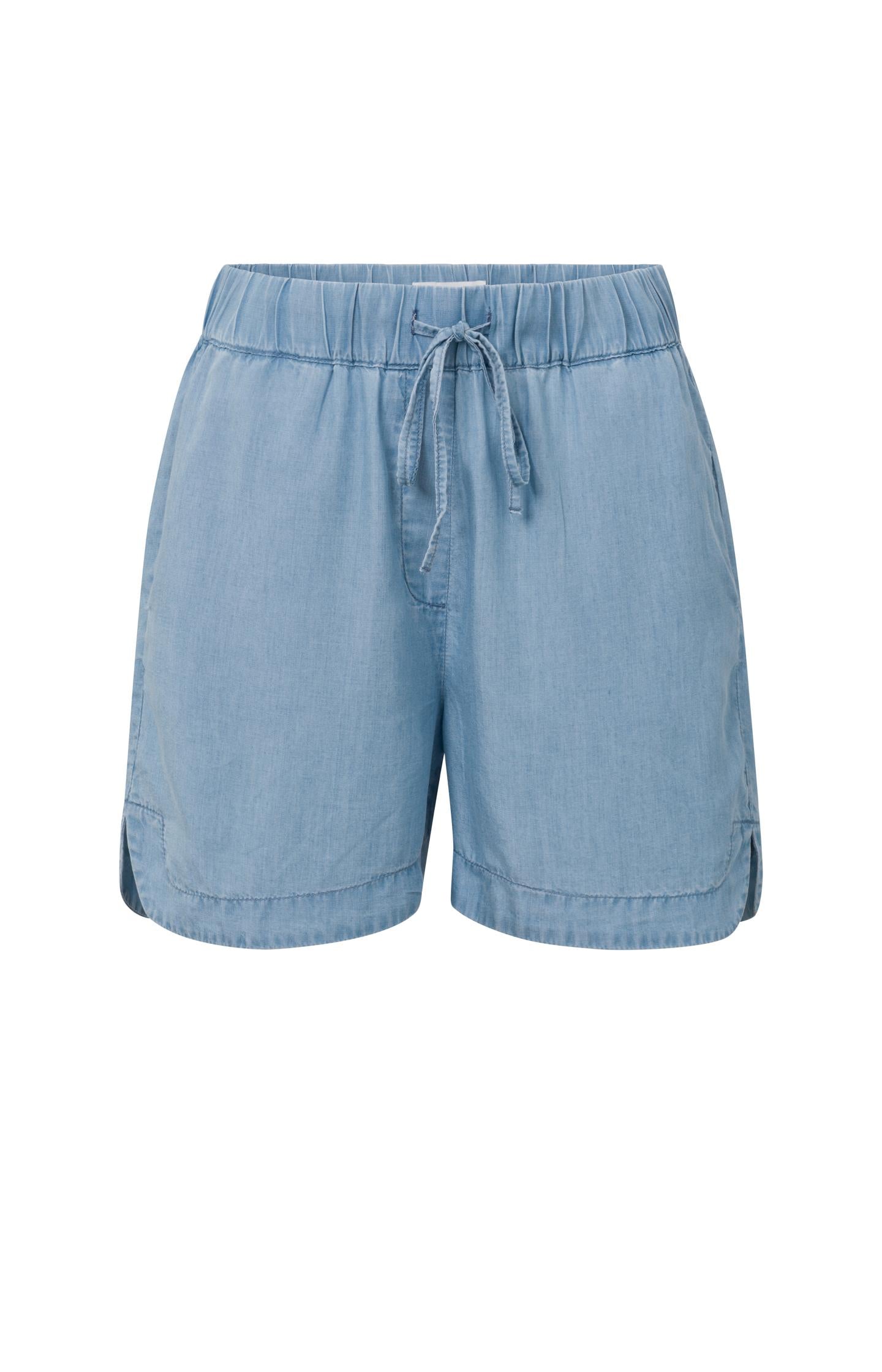 Chambray shorts with elastic waist, pockets and drawstring - Type: product