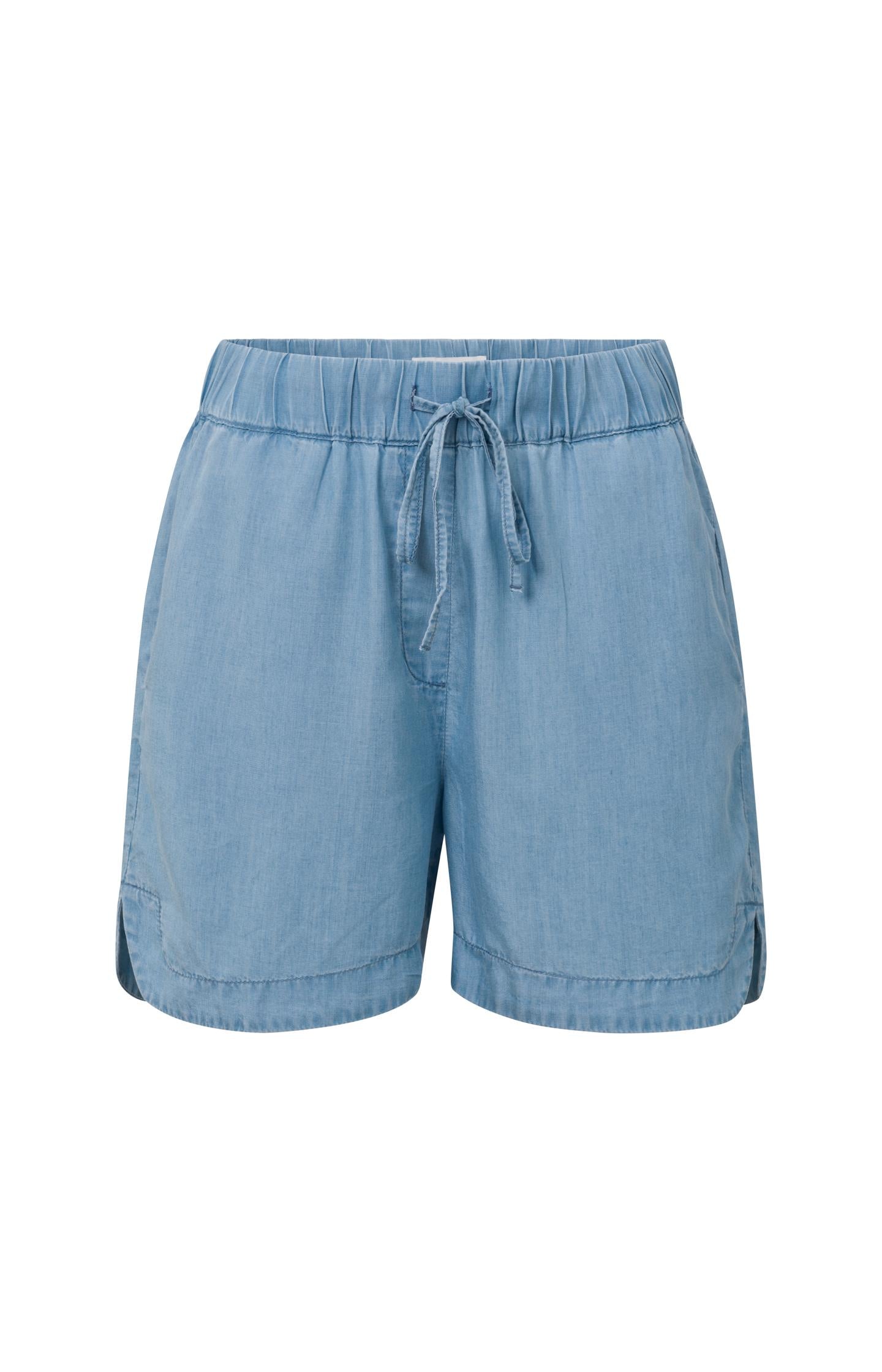 Chambray shorts with elastic waist, pockets and drawstring - Type: product