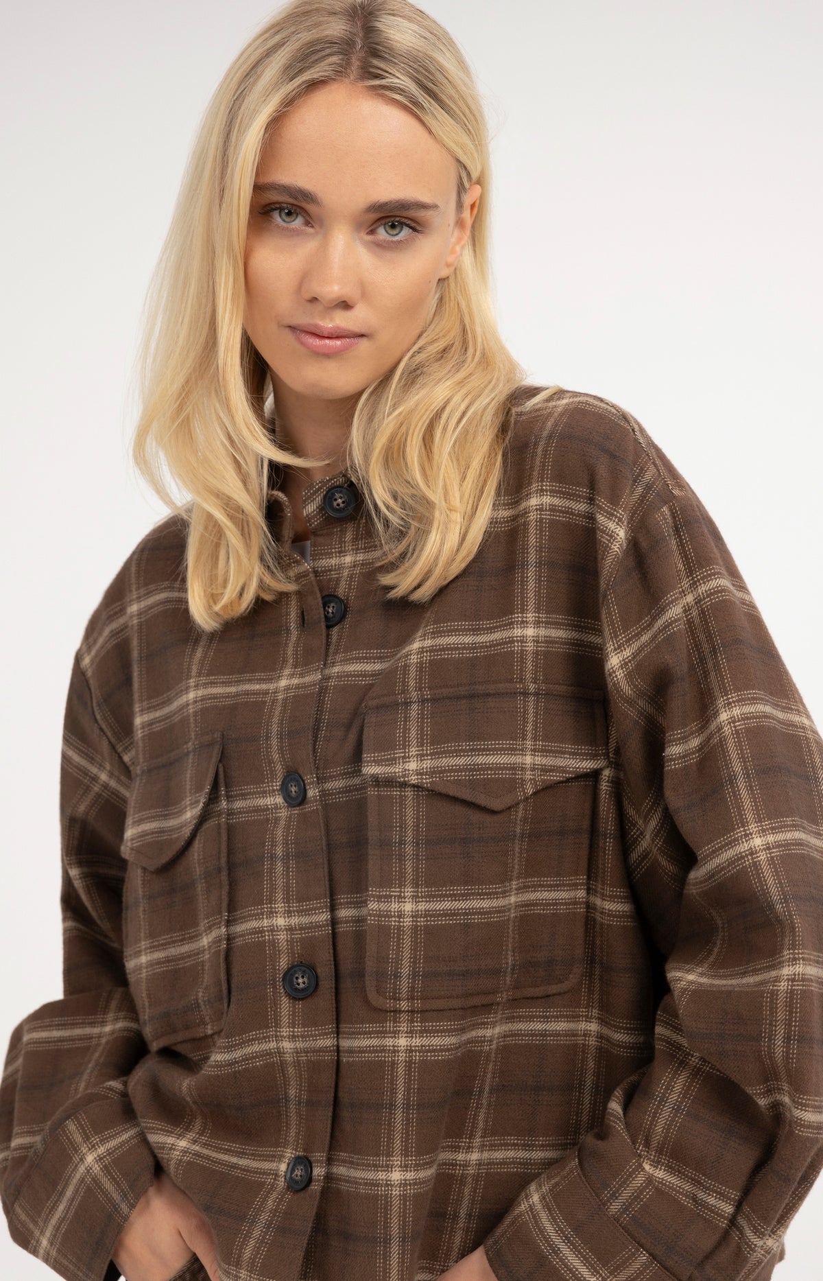 Checked flannel blouse - Cocoa Brown Dessin