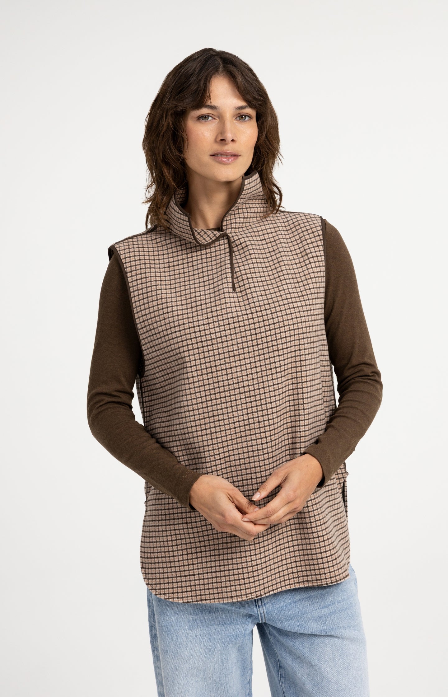 Checked wool blend spencer