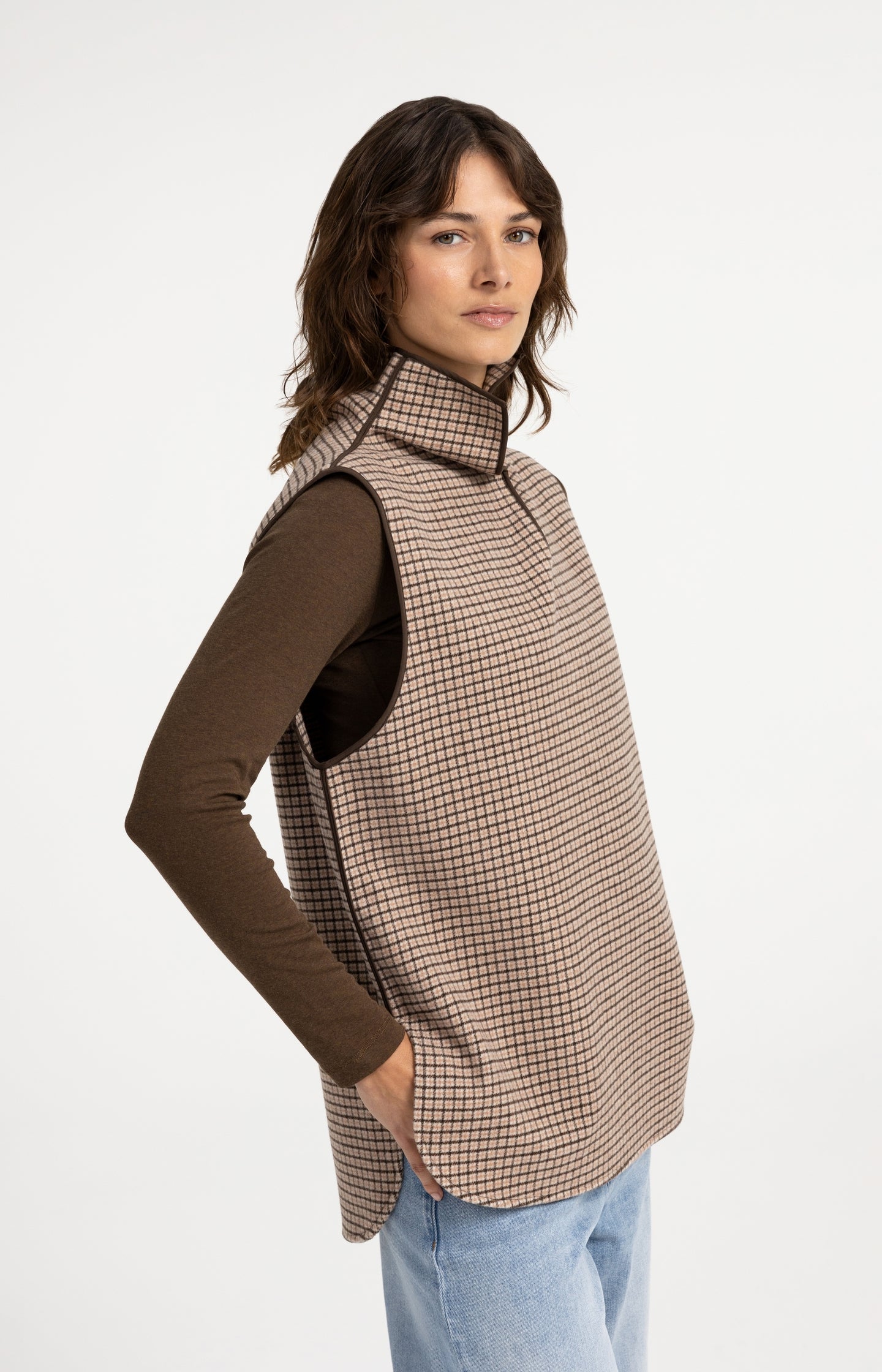 Checked wool blend spencer