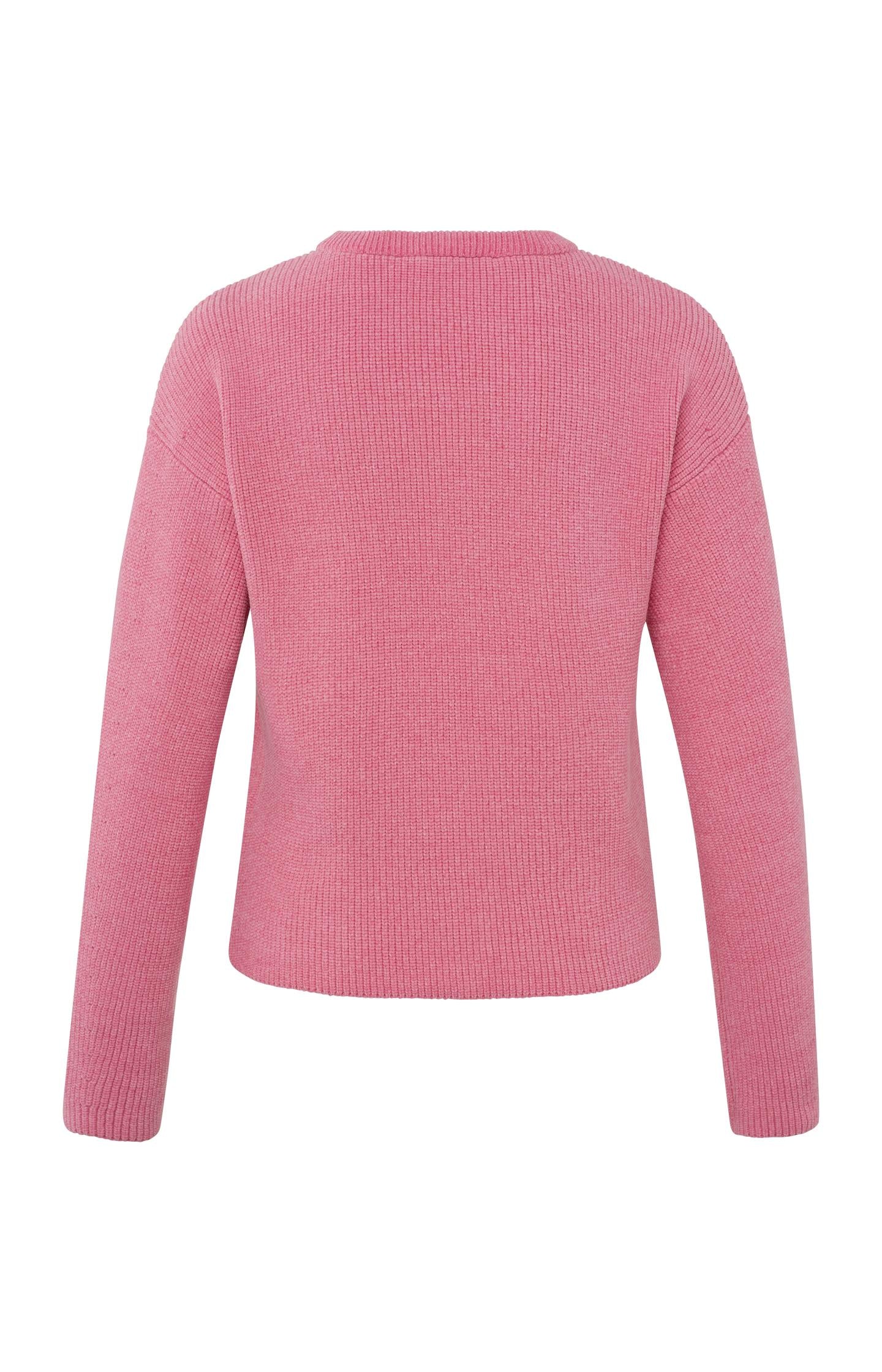 Chenille sweater with crewneck and long sleeves